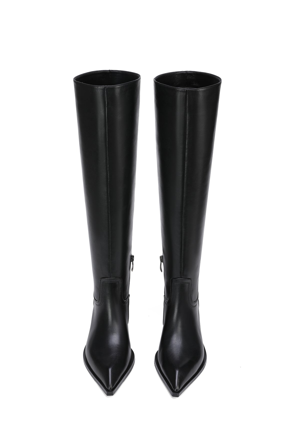 Hohe Stiefel aus Leder mit Blockabsatz