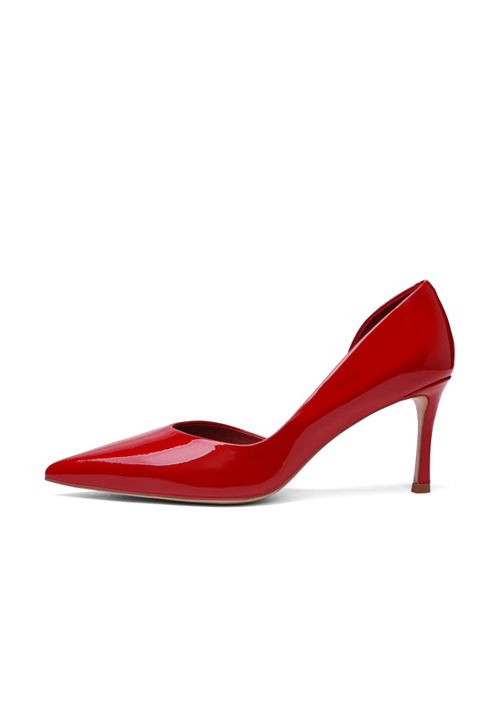 Escarpins pointus en cuir – Rouge