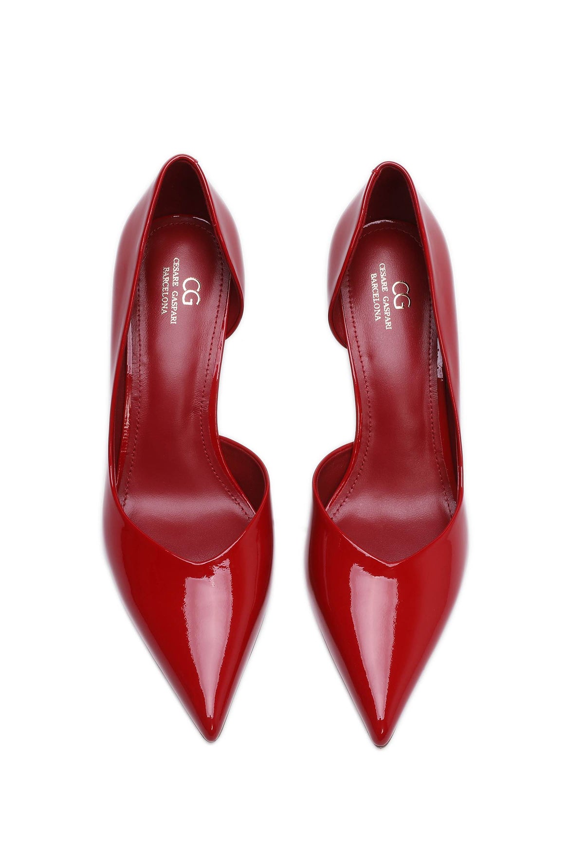 Escarpins pointus en cuir – Rouge