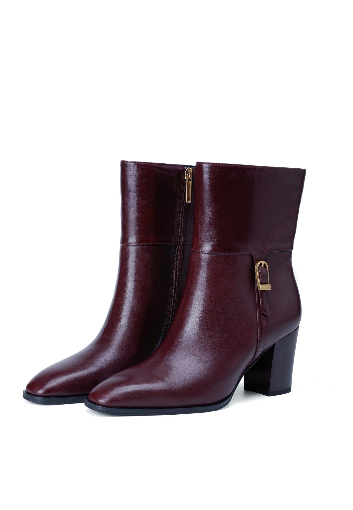 Chic enkellaarsjes met blokhak – Bordeaux