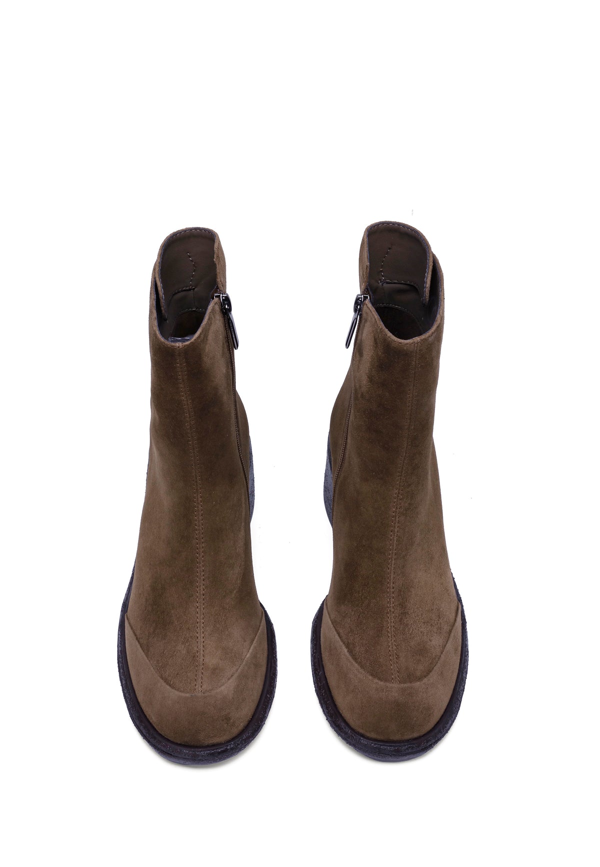 Botas de cano médio com salto de bloco – Castanho