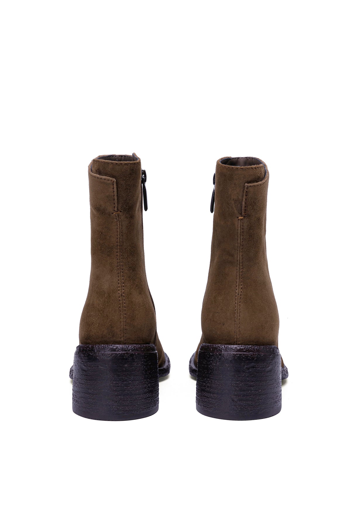 Botas de cano médio com salto de bloco – Castanho