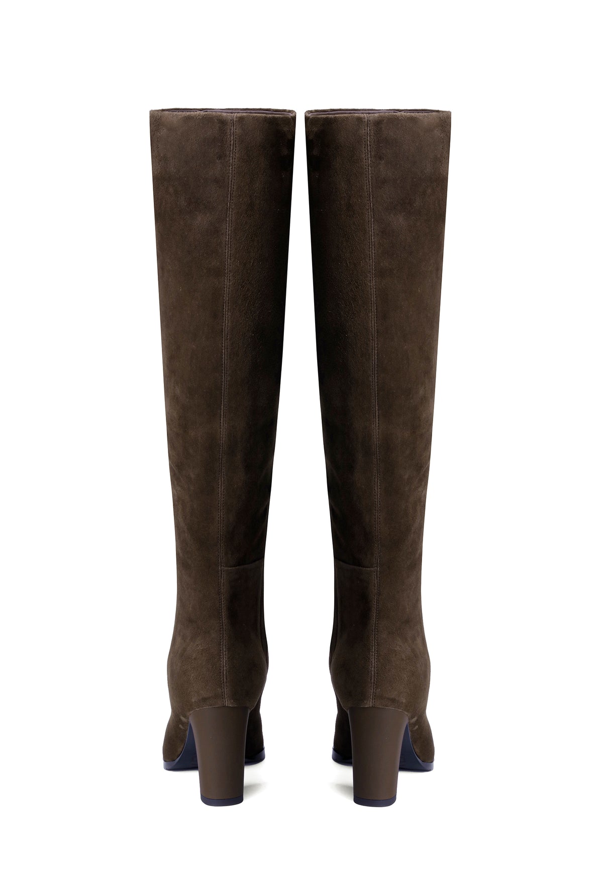 Over-the-Knee Block Heel Boots - Suede Brown