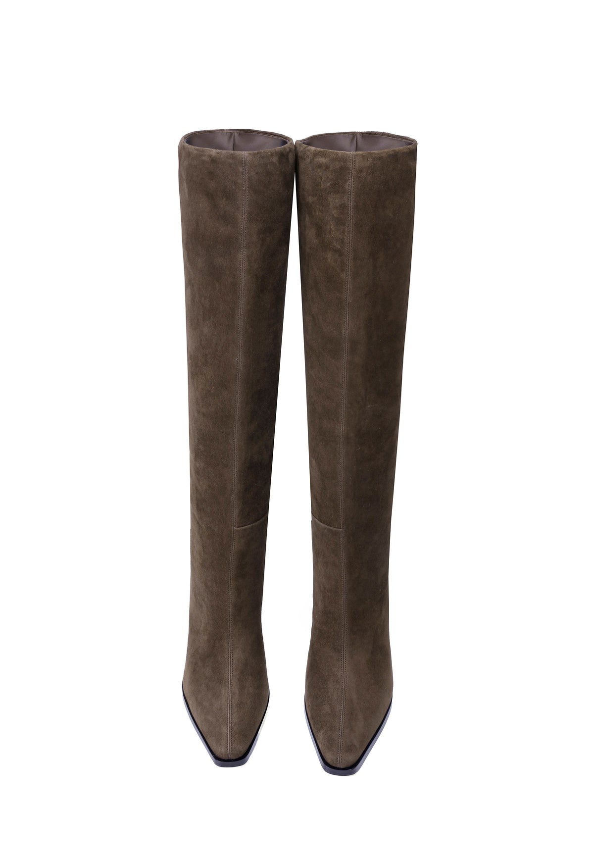Over-the-Knee Block Heel Boots - Suede Brown