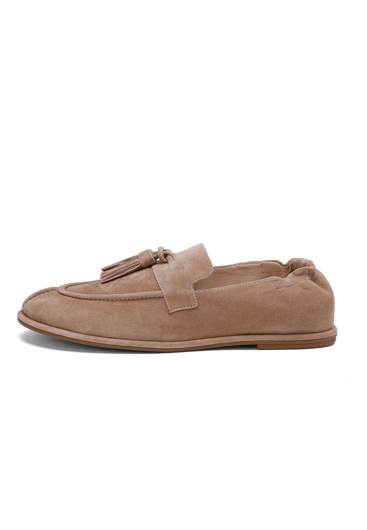 Loafers en daim à pampilles – Beige