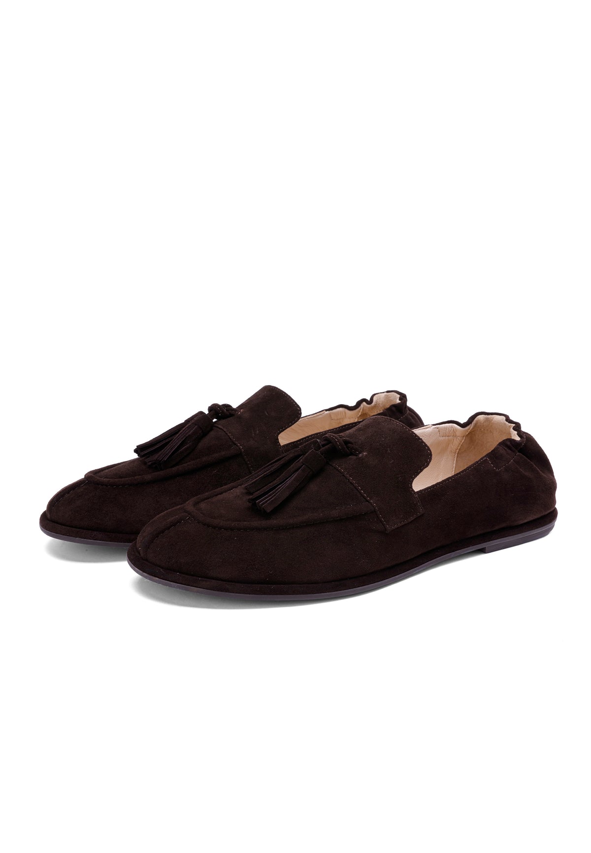 Mocassins à pampilles en daim – Chocolat