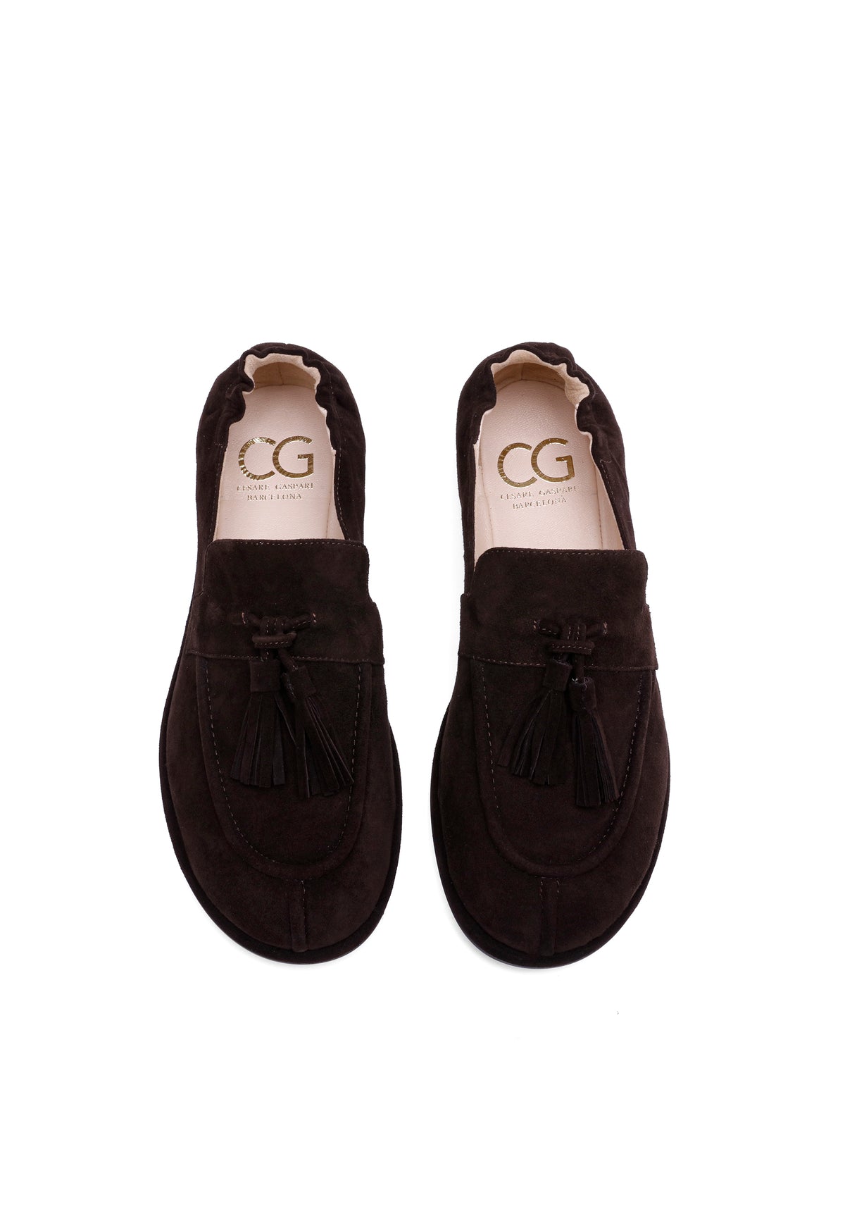 Mocassins à pampilles en daim – Chocolat