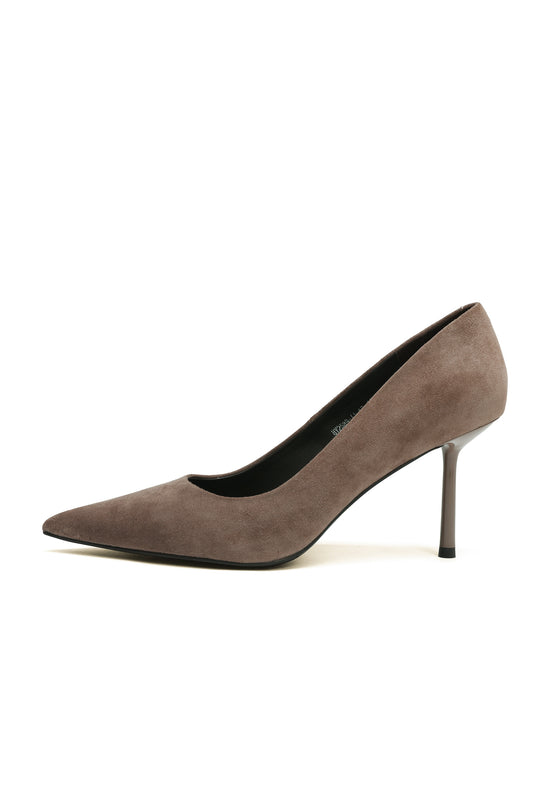 Leather Stiletto Heels - Beige suede