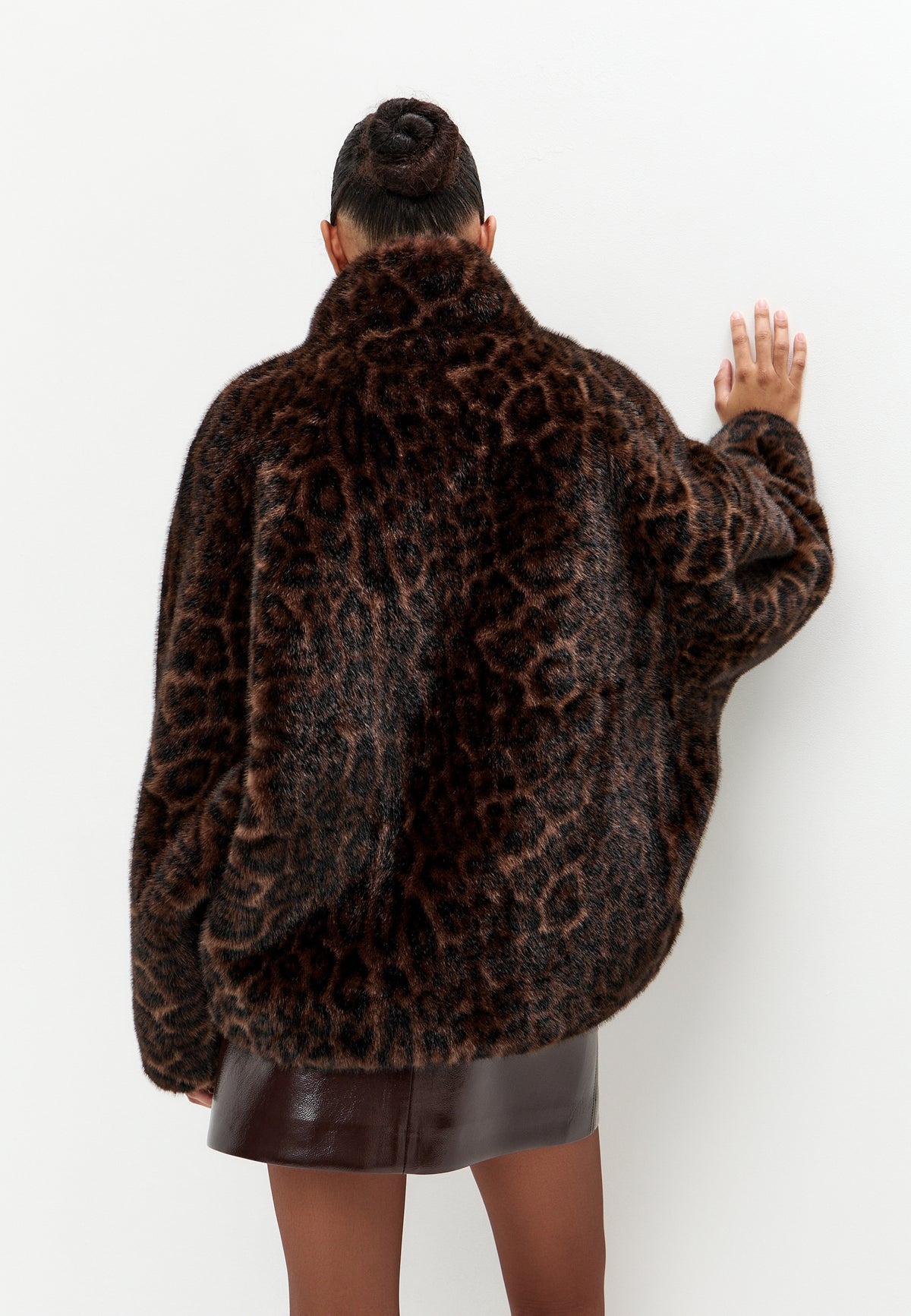 Jacke aus Veloursimitat mit Reißverschluss – Leopard
