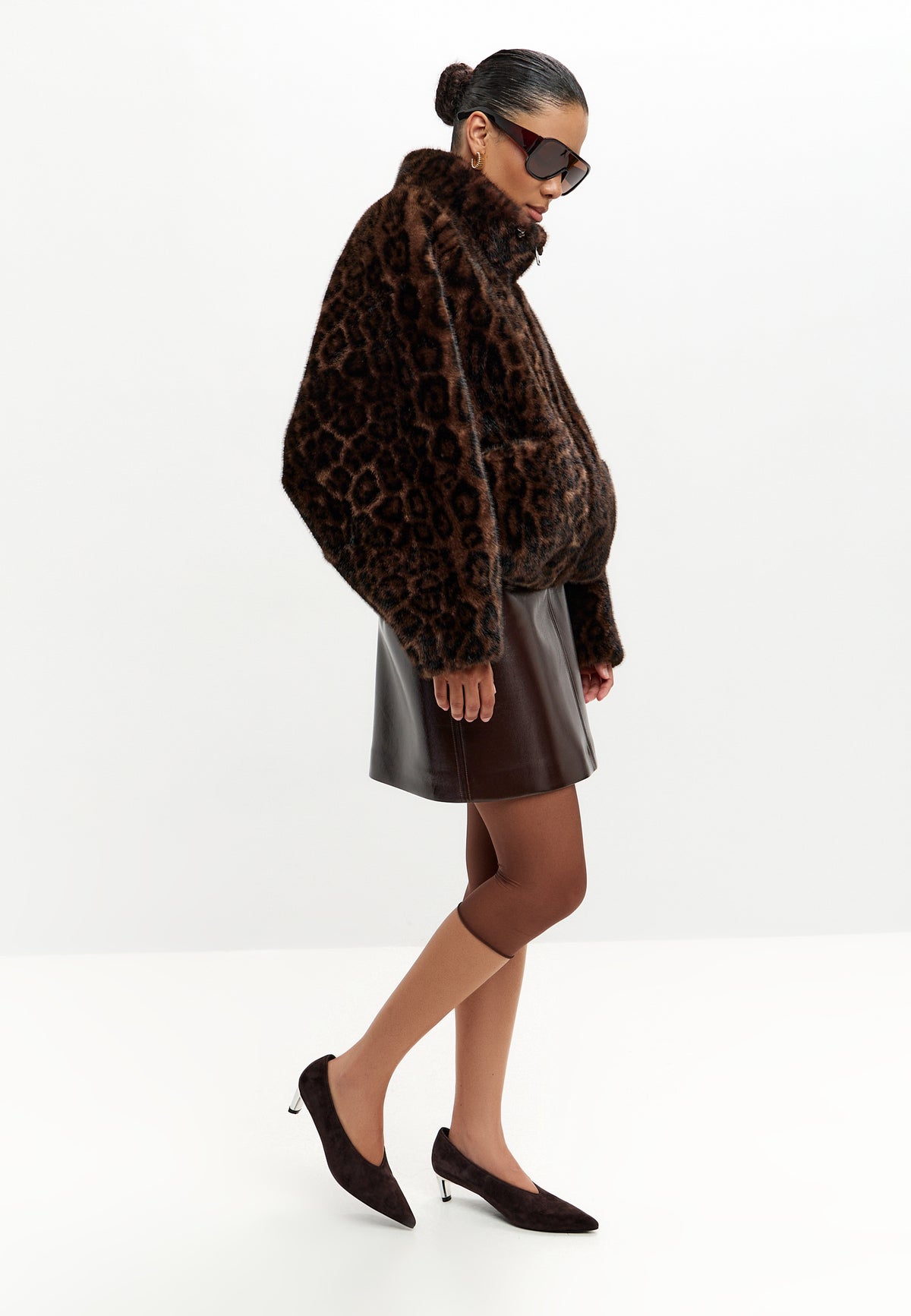 Jacke aus Veloursimitat mit Reißverschluss – Leopard