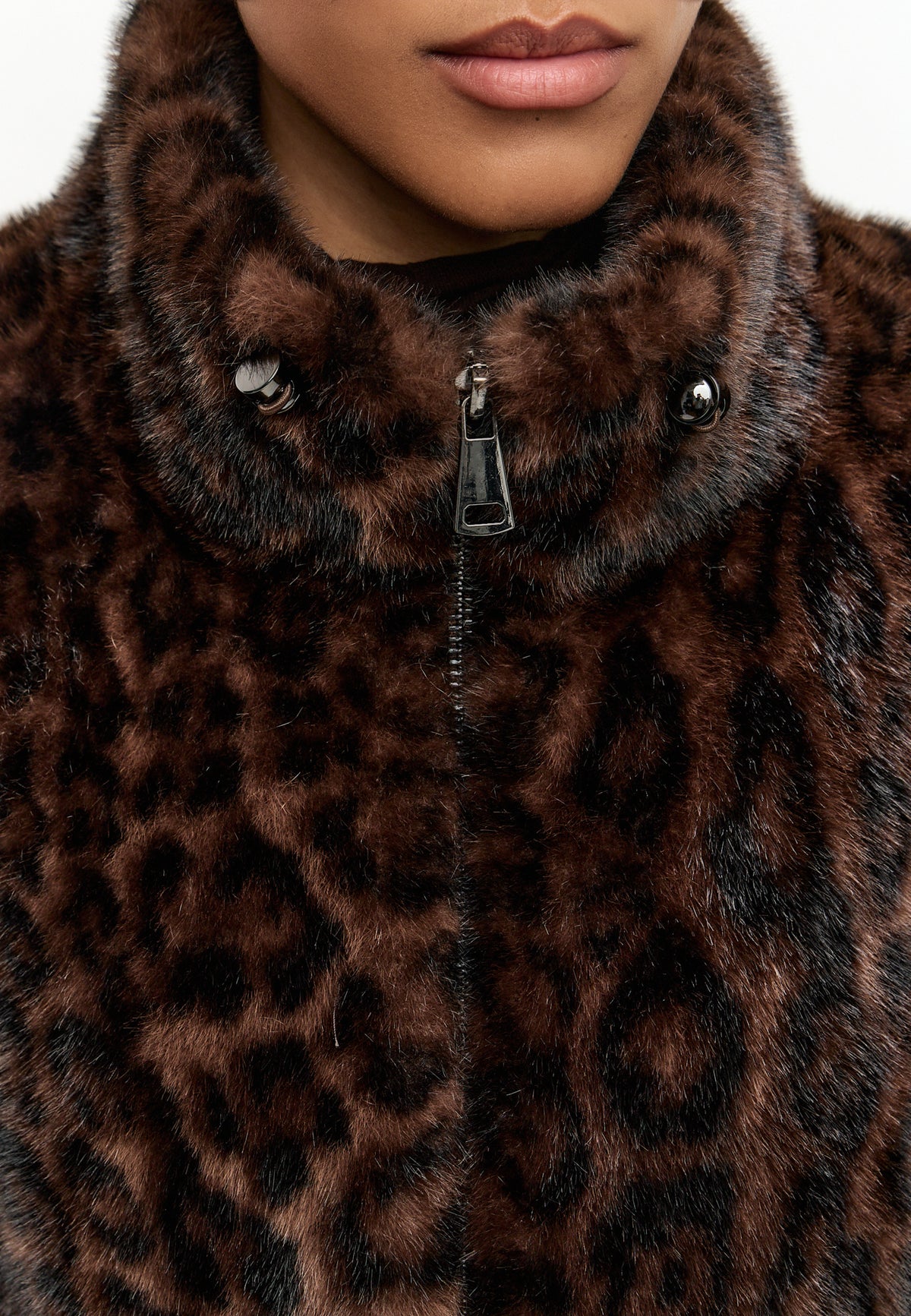 Jacke aus Veloursimitat mit Reißverschluss – Leopard