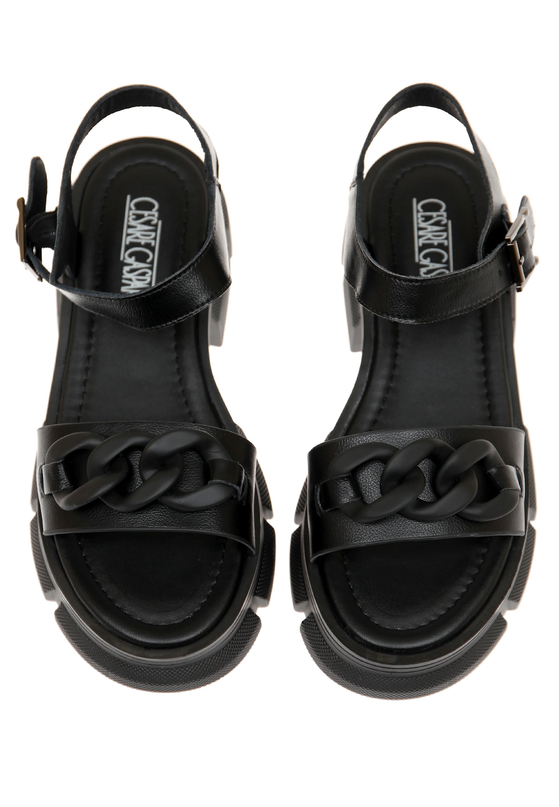 Black Chunky Leather Sandals – Stylish Platform Summer Footwear