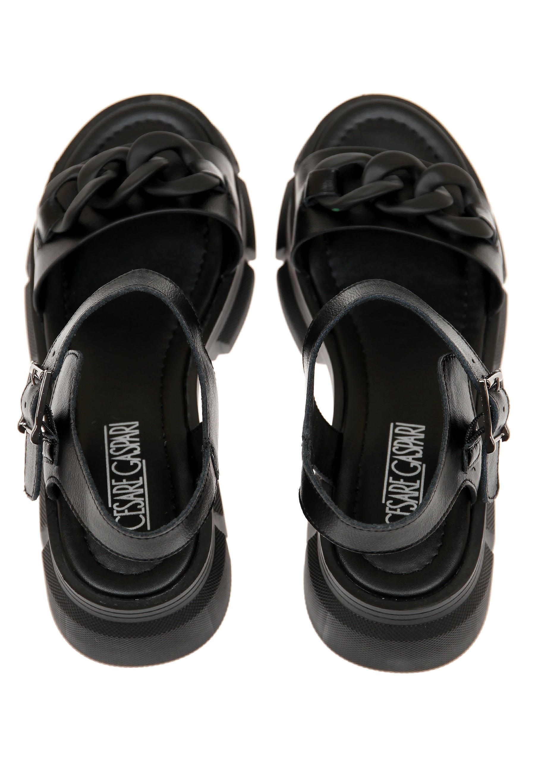 Black Chunky Leather Sandals – Stylish Platform Summer Footwear