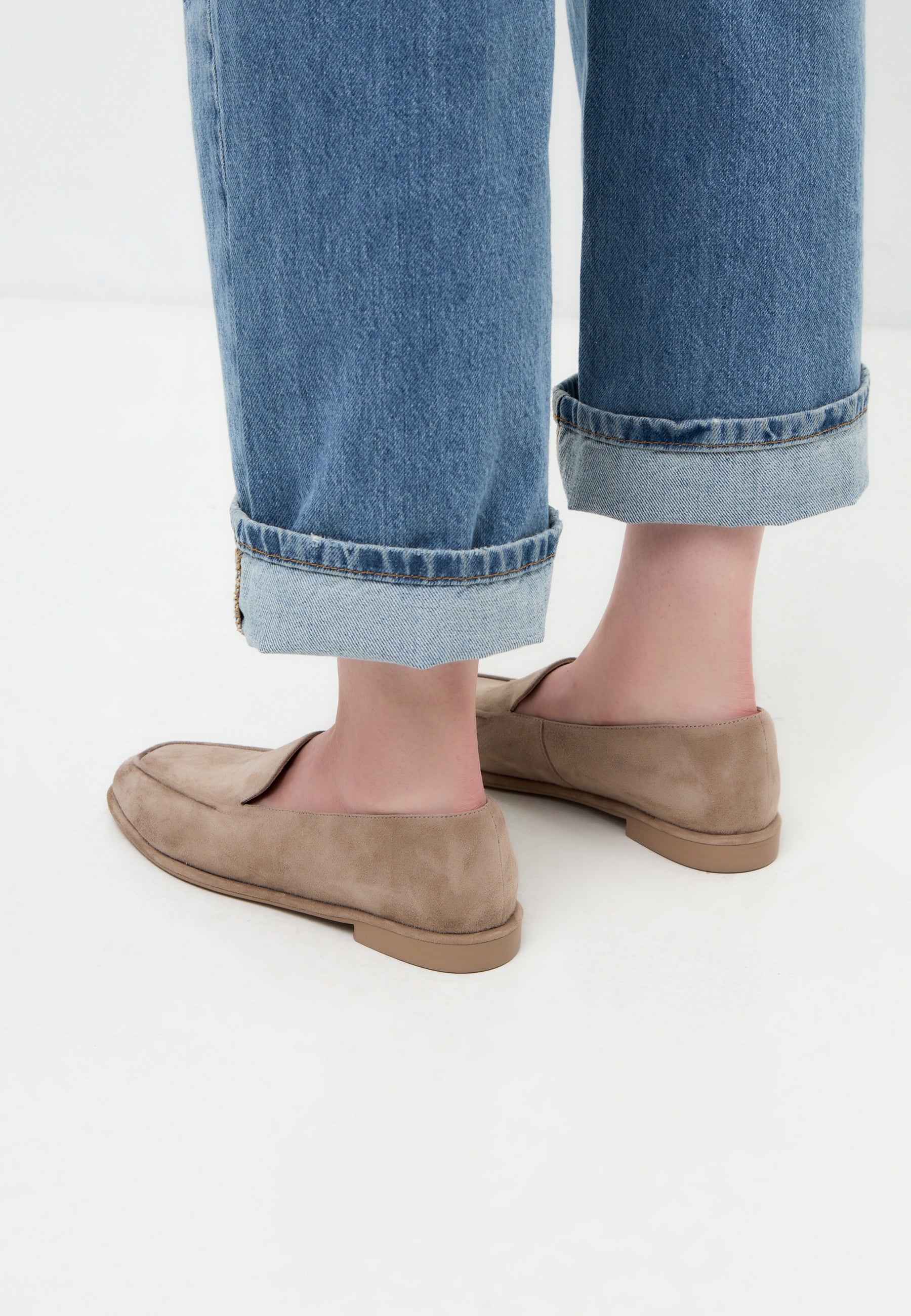 Comfort Suede Platform Loafers Clau - Beige