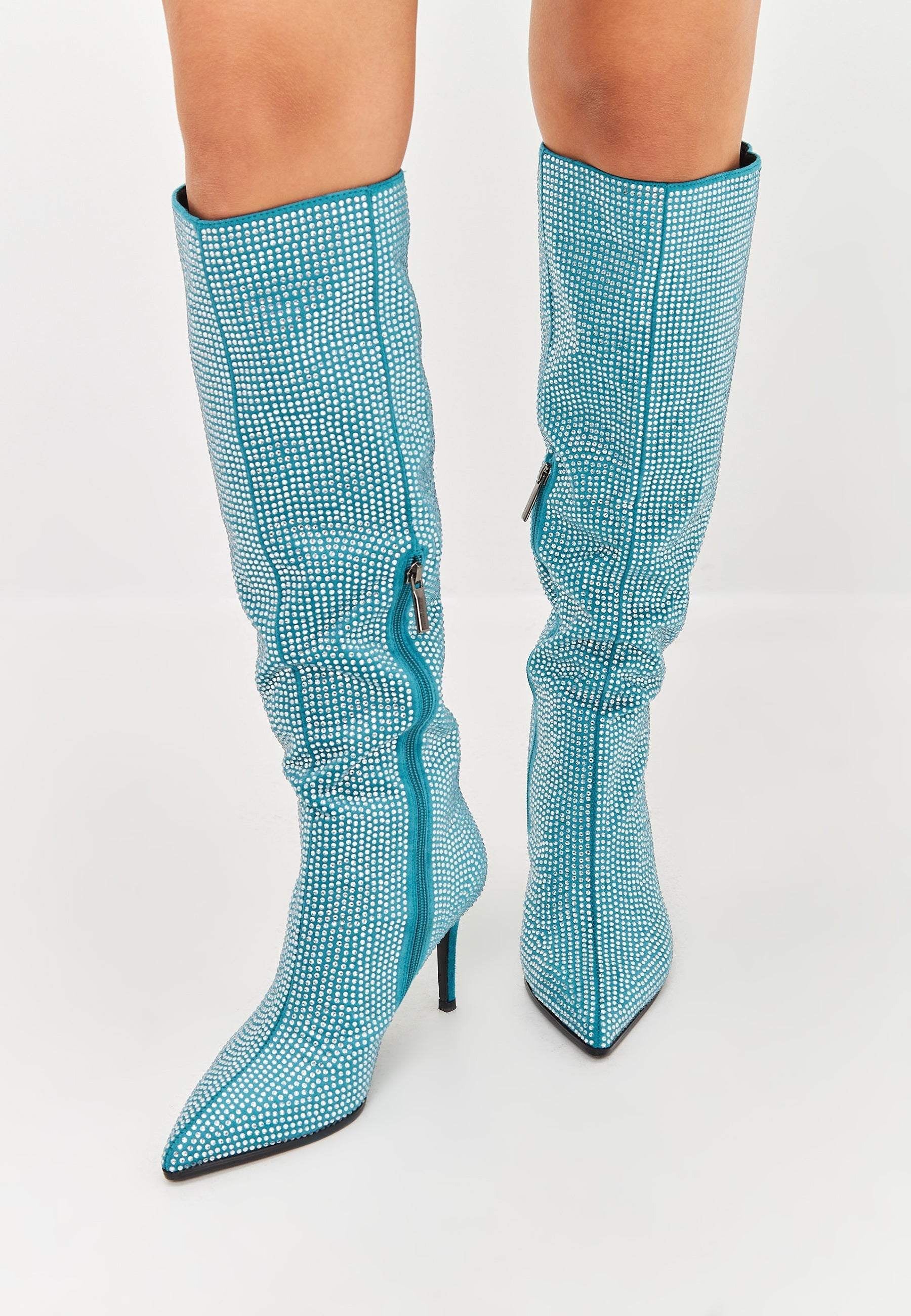 Knee-high Jewel embellishment boots - Cesare Gaspari 