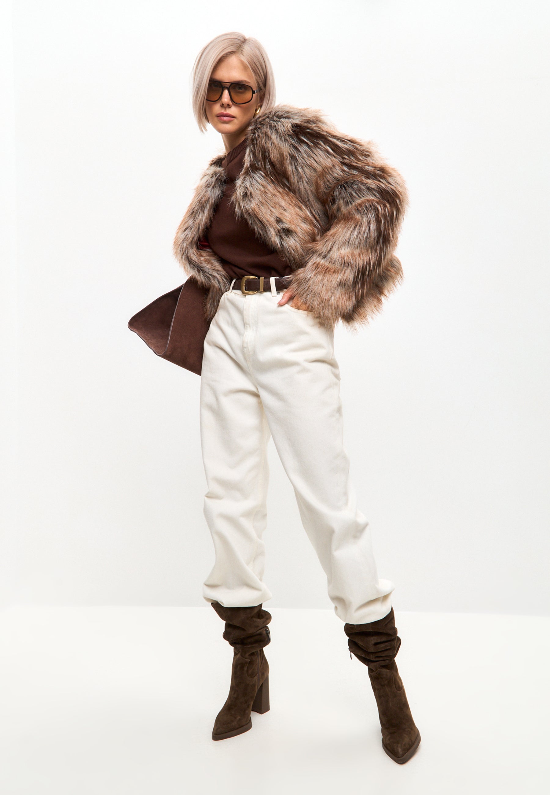 Luxe Brown Faux Fur Jacket – Stylish, Warm, and Eco-Friendly Outerwear