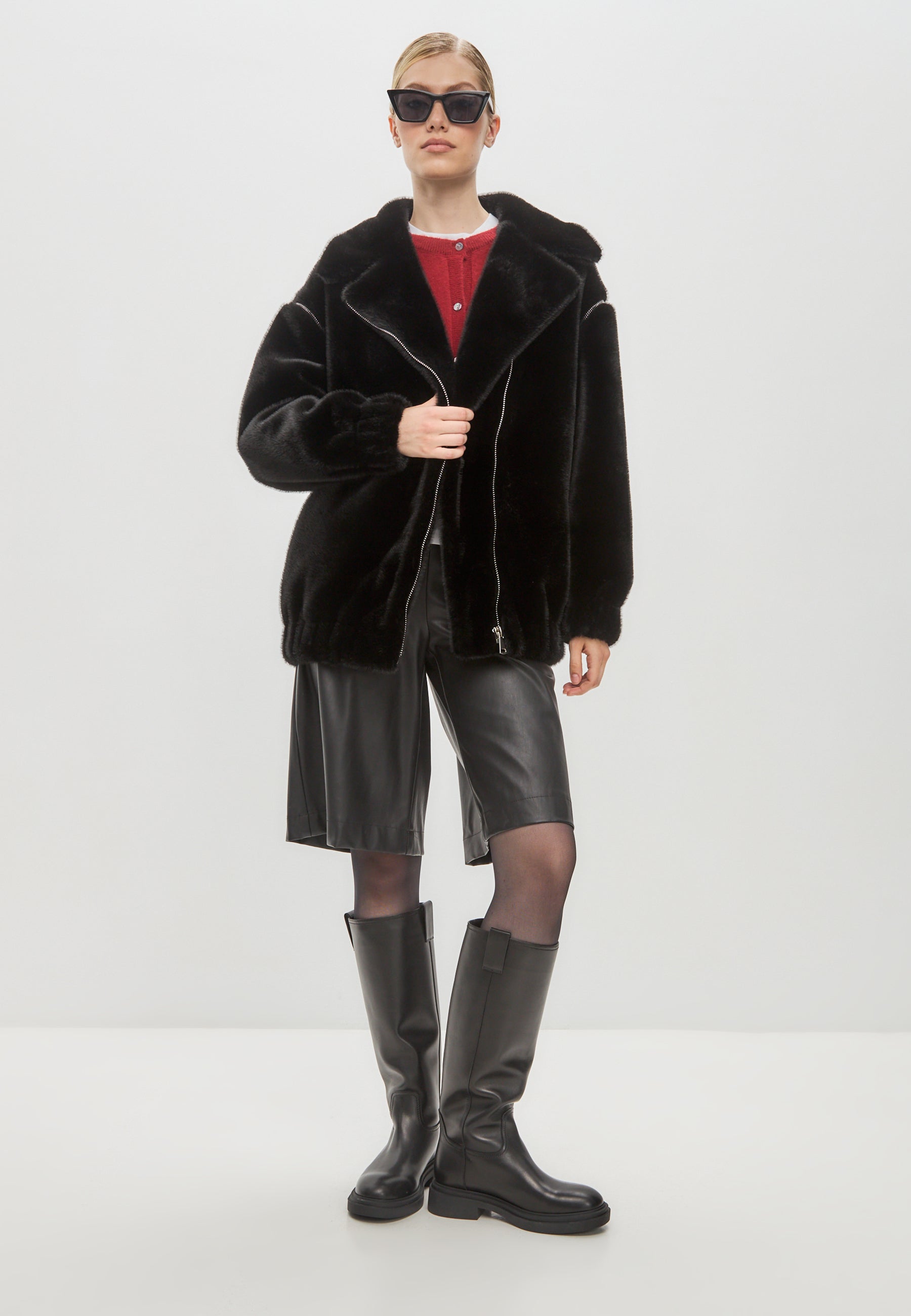 Short Faux Fur Coat Marilyn - Black