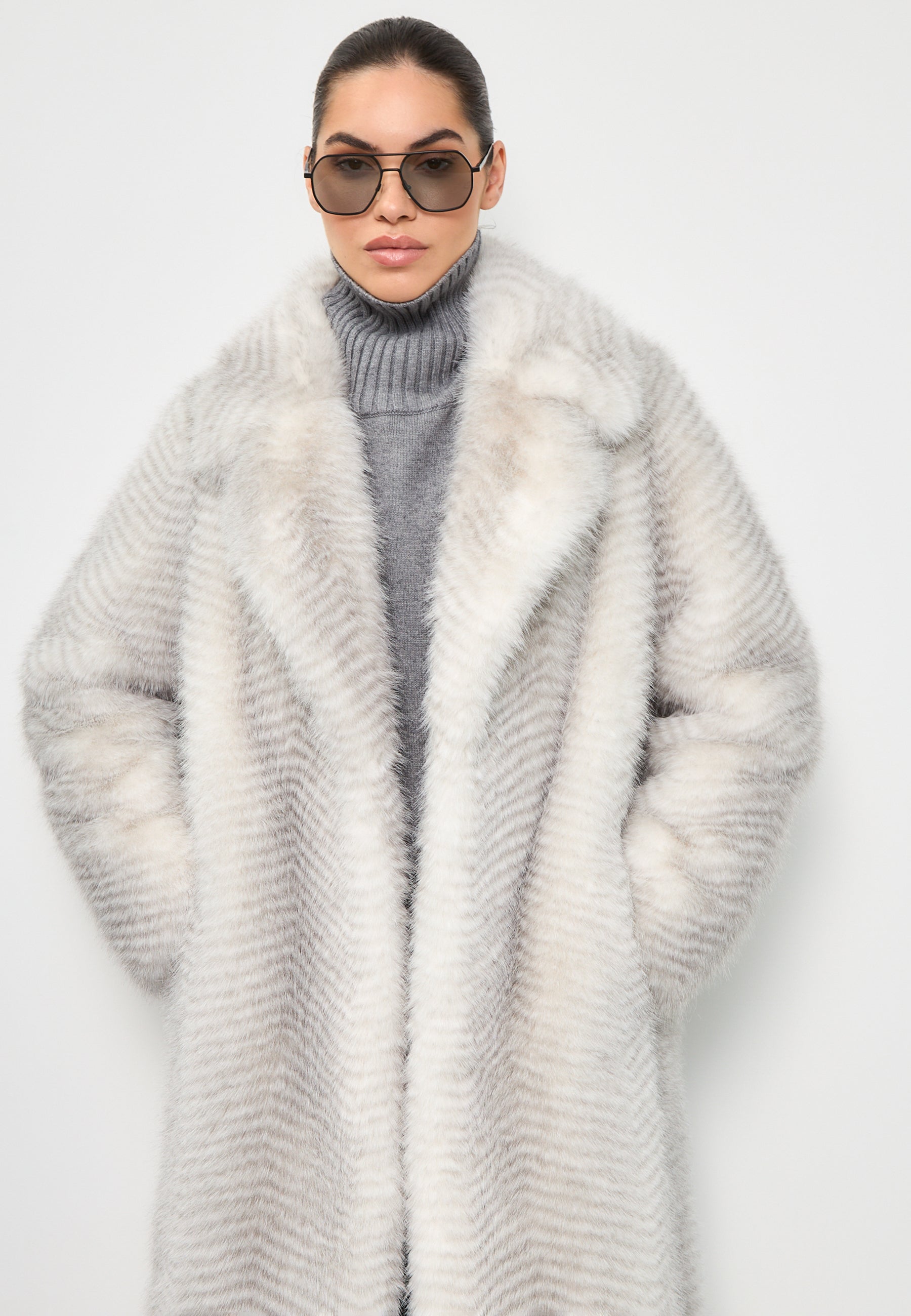 Luxurious Faux Fur Coat Natalie  - White