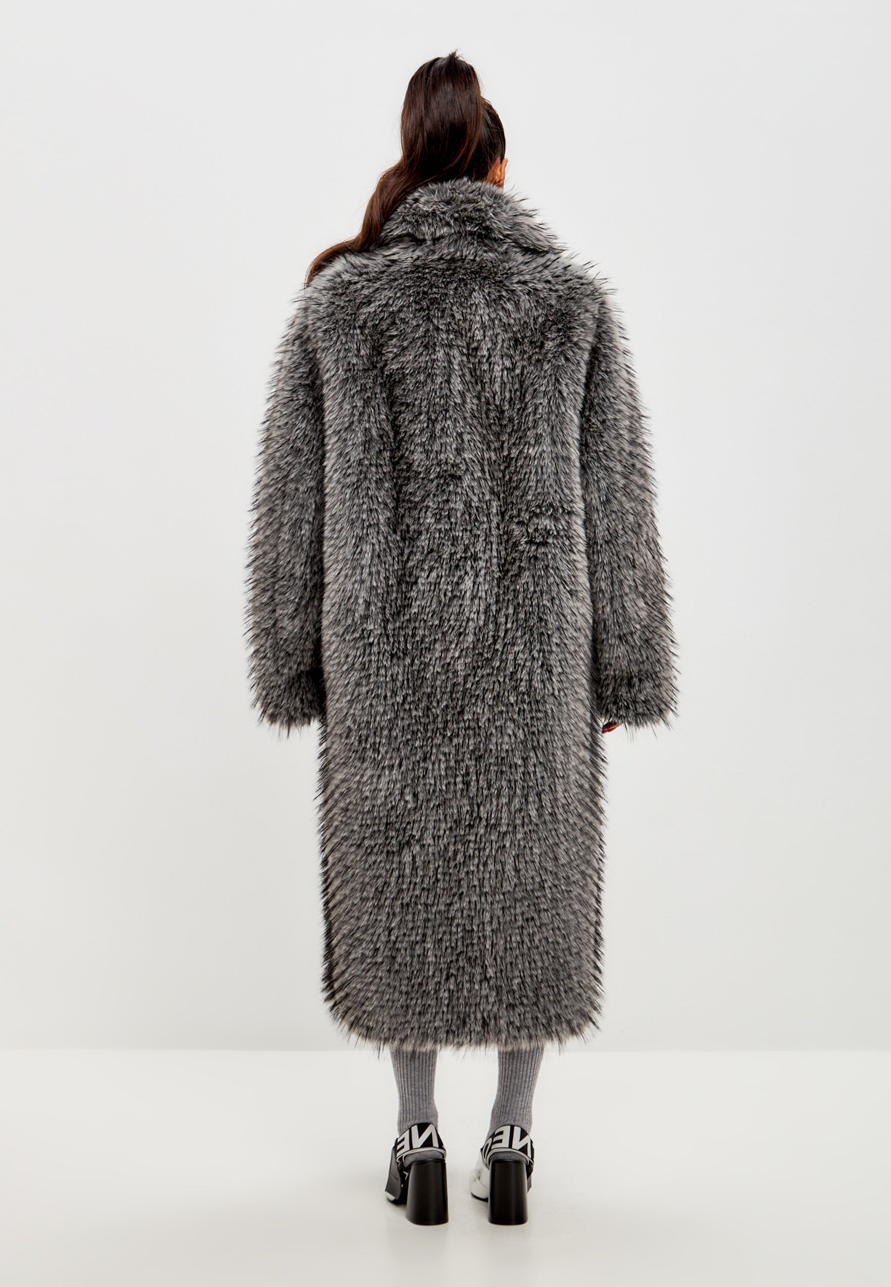 Luxurious Faux Fur Coat Natalie  - Grey