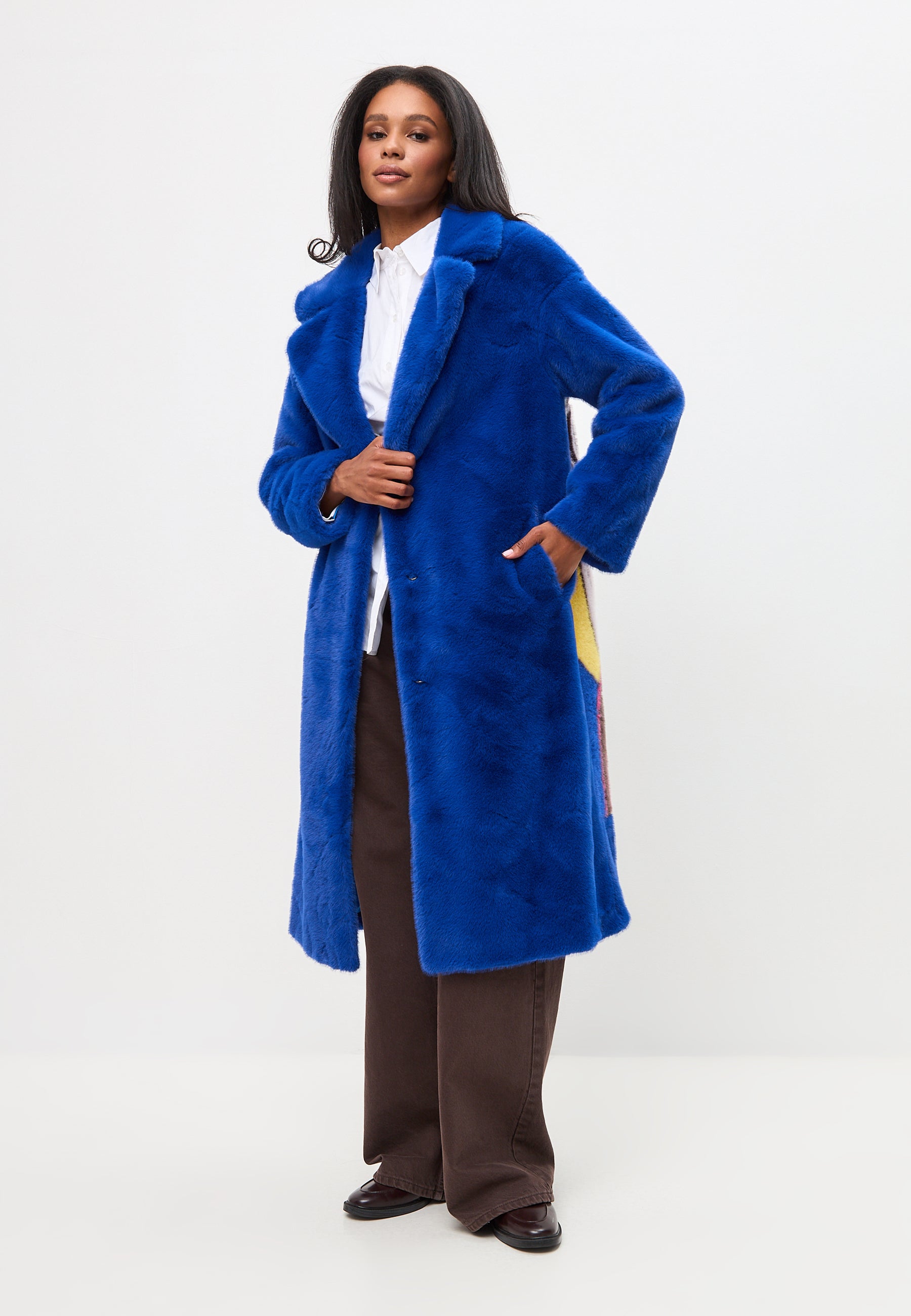 Cobalt blue fur coat hotsell