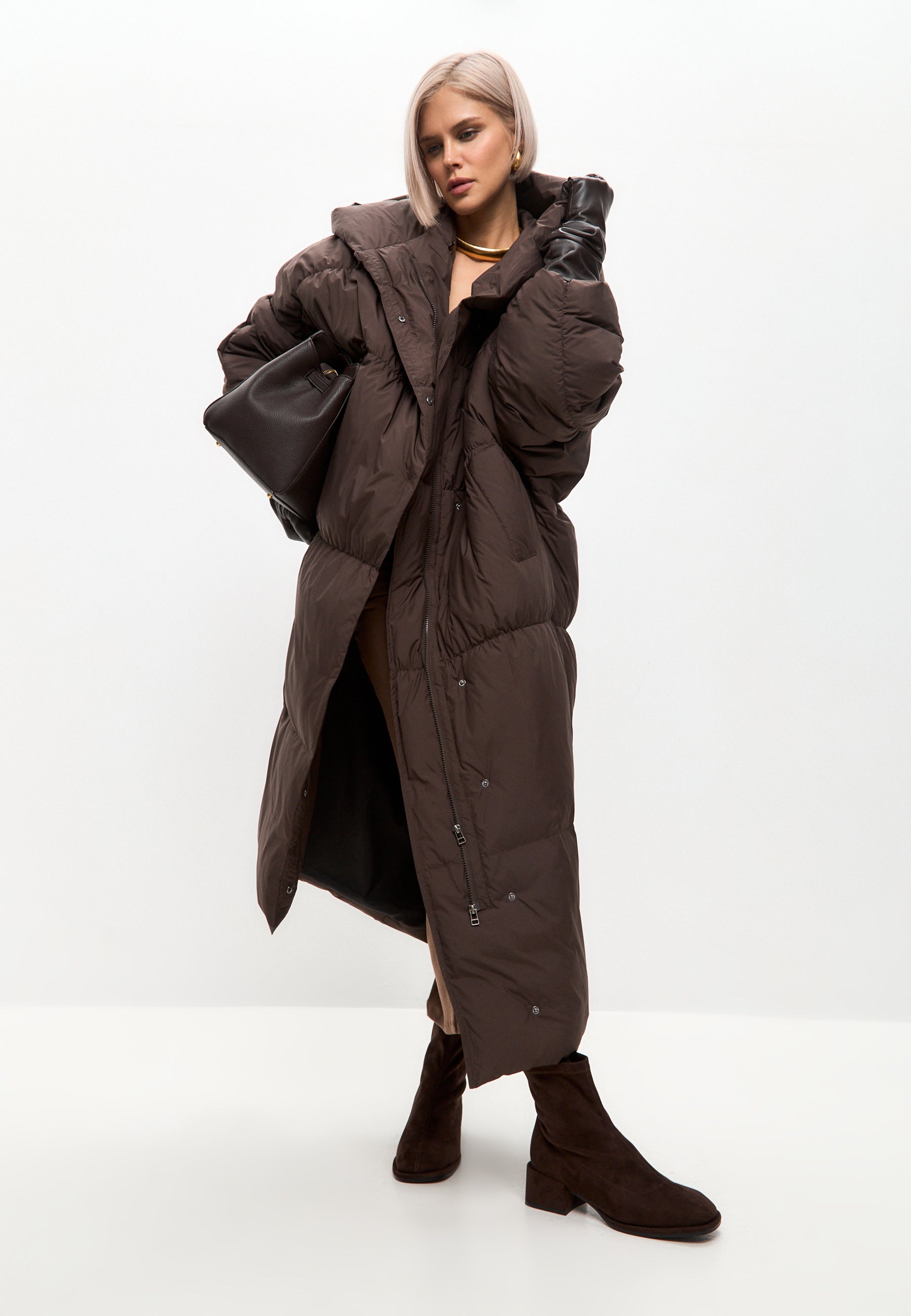 Oversized Puffer Coat - Chocolate