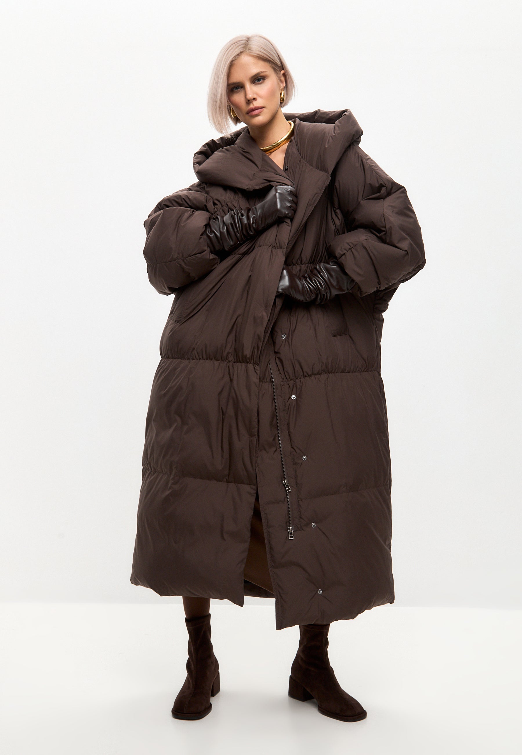 Oversized Puffer Coat - Chocolate