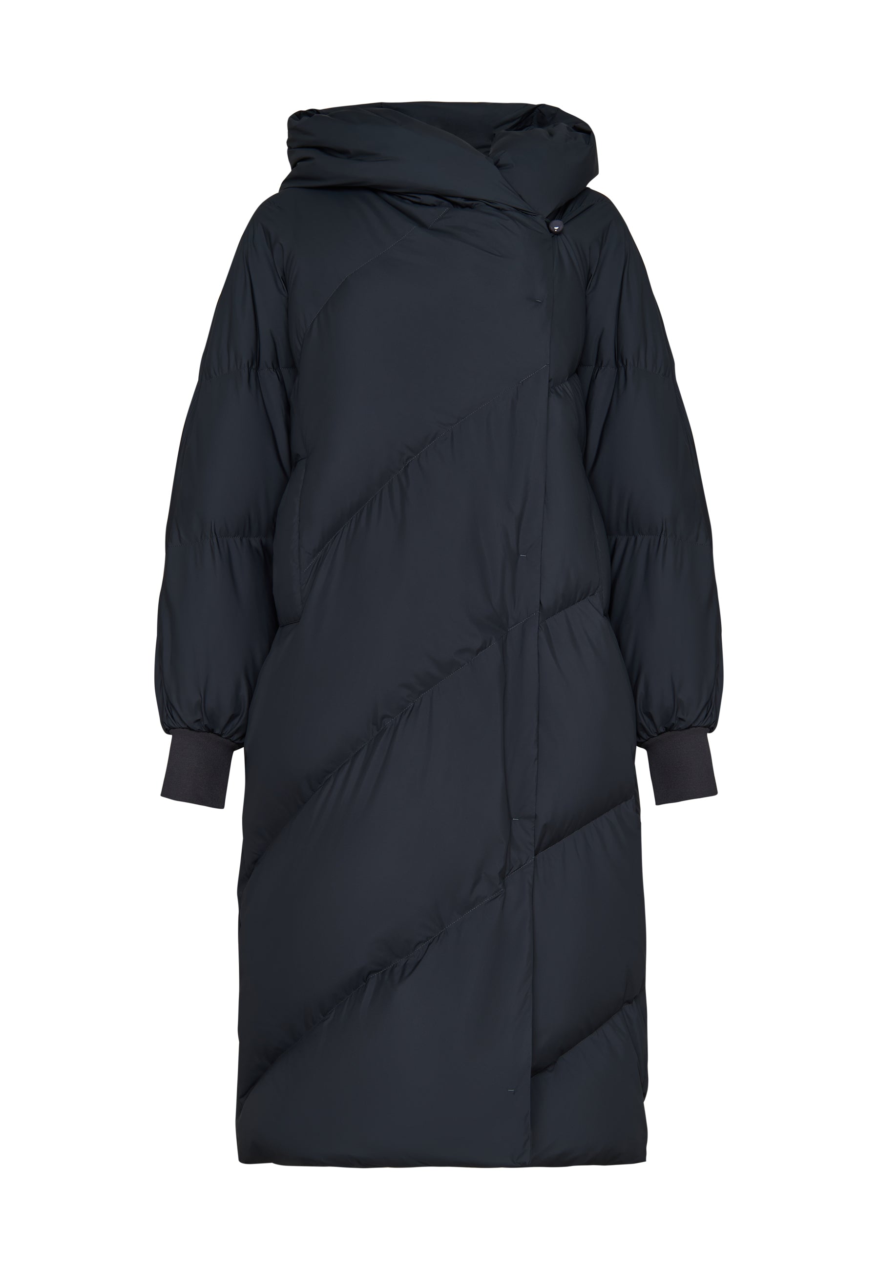 Oversized Hood Quilted Puffer Coat - Blueberries