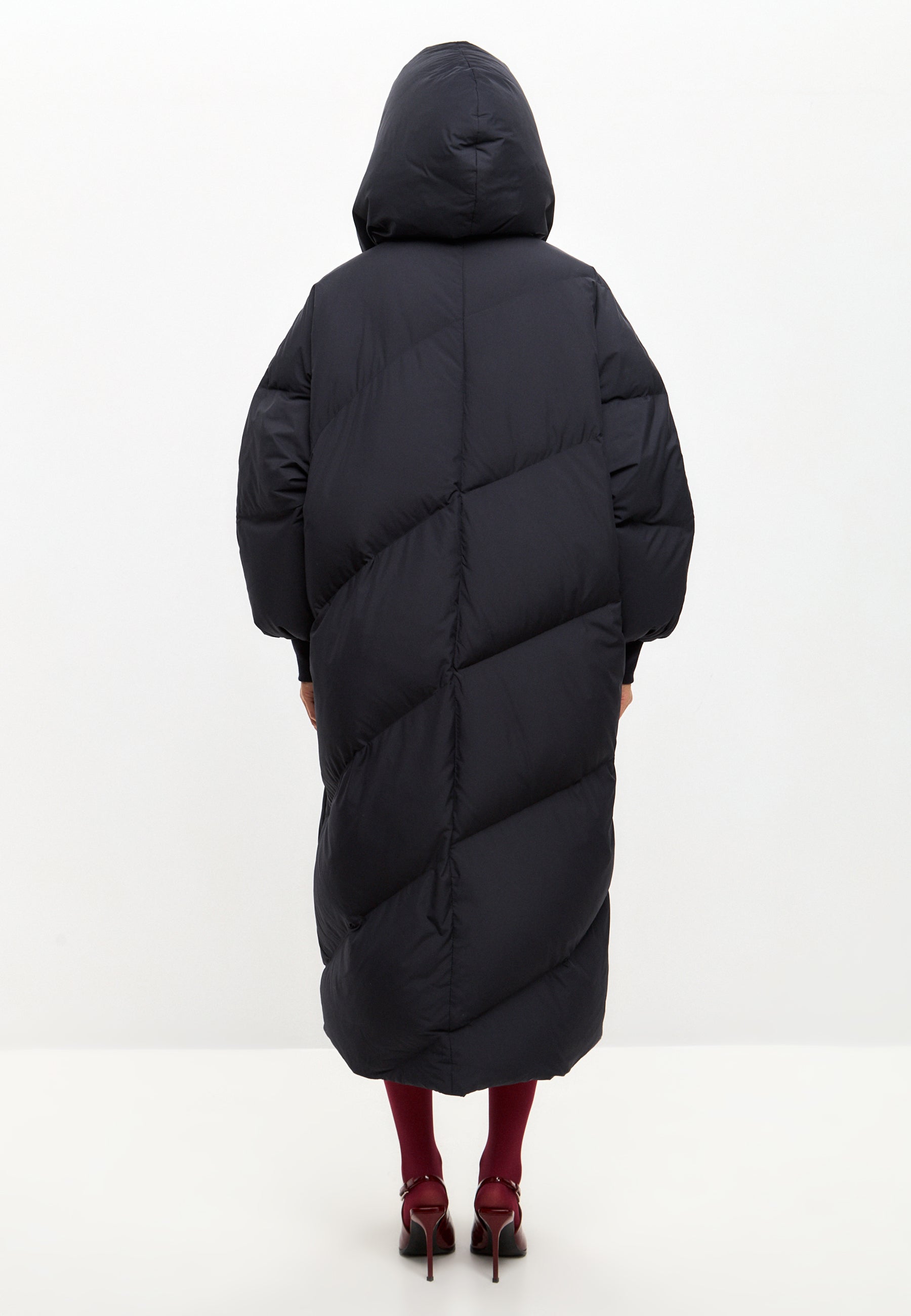 Oversized Hood Quilted Puffer Coat - Blueberries