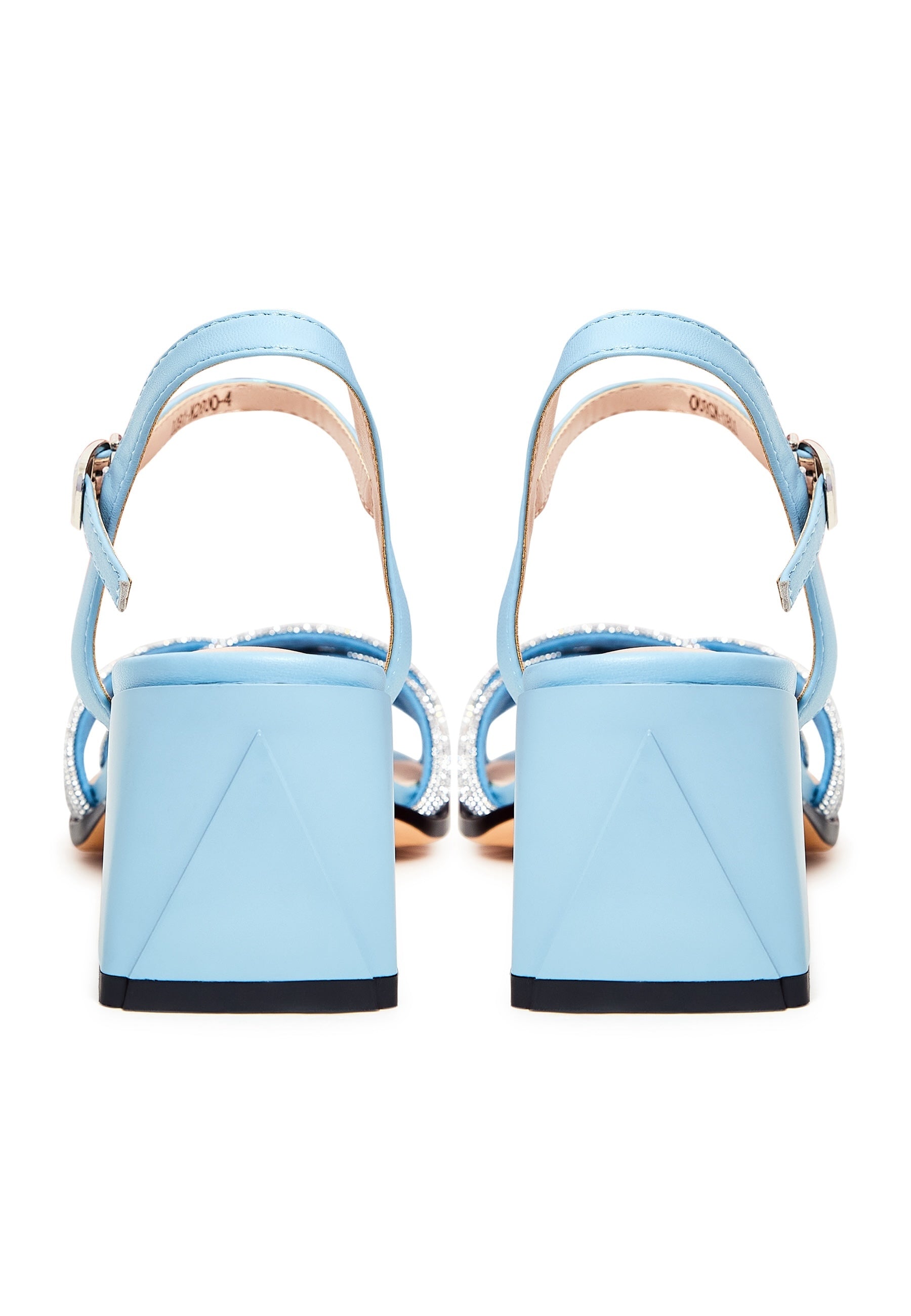 Open Toe Leather Block Heels  Sandals Andrea - Blue