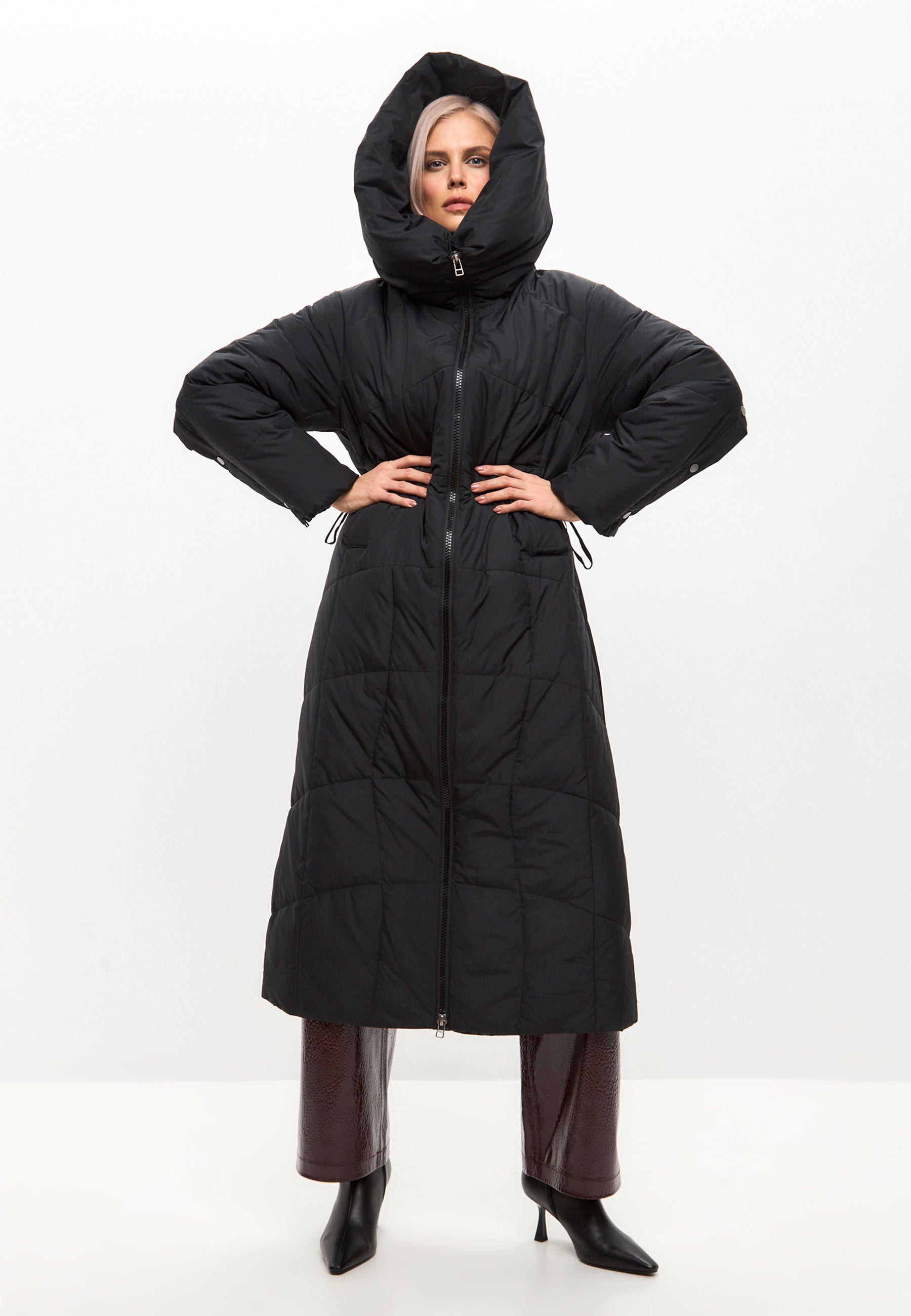 Oversized Hooded Puffer Coat with Faux Fur Cuffs