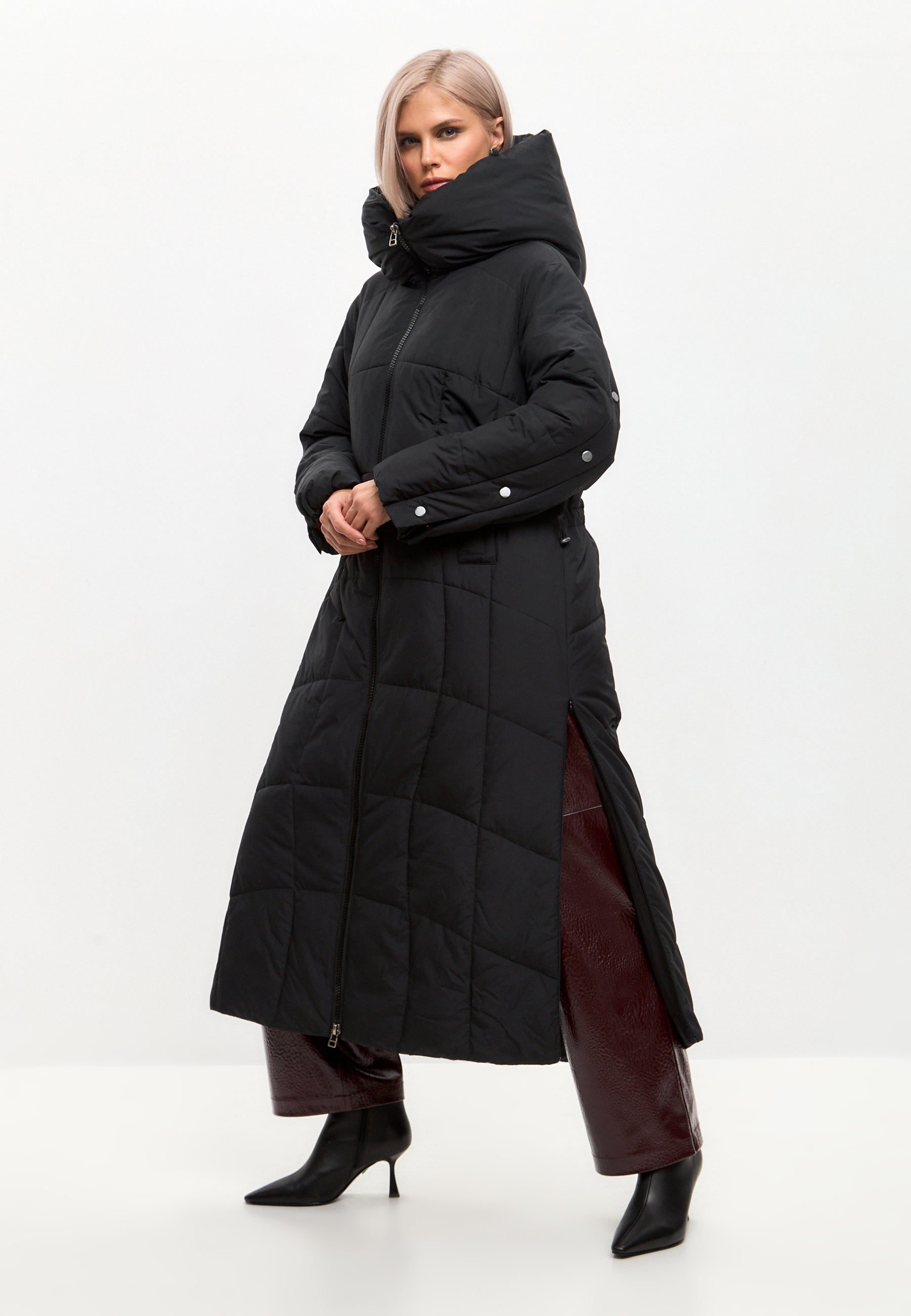 Oversized Hooded Puffer Coat with Faux Fur Cuffs