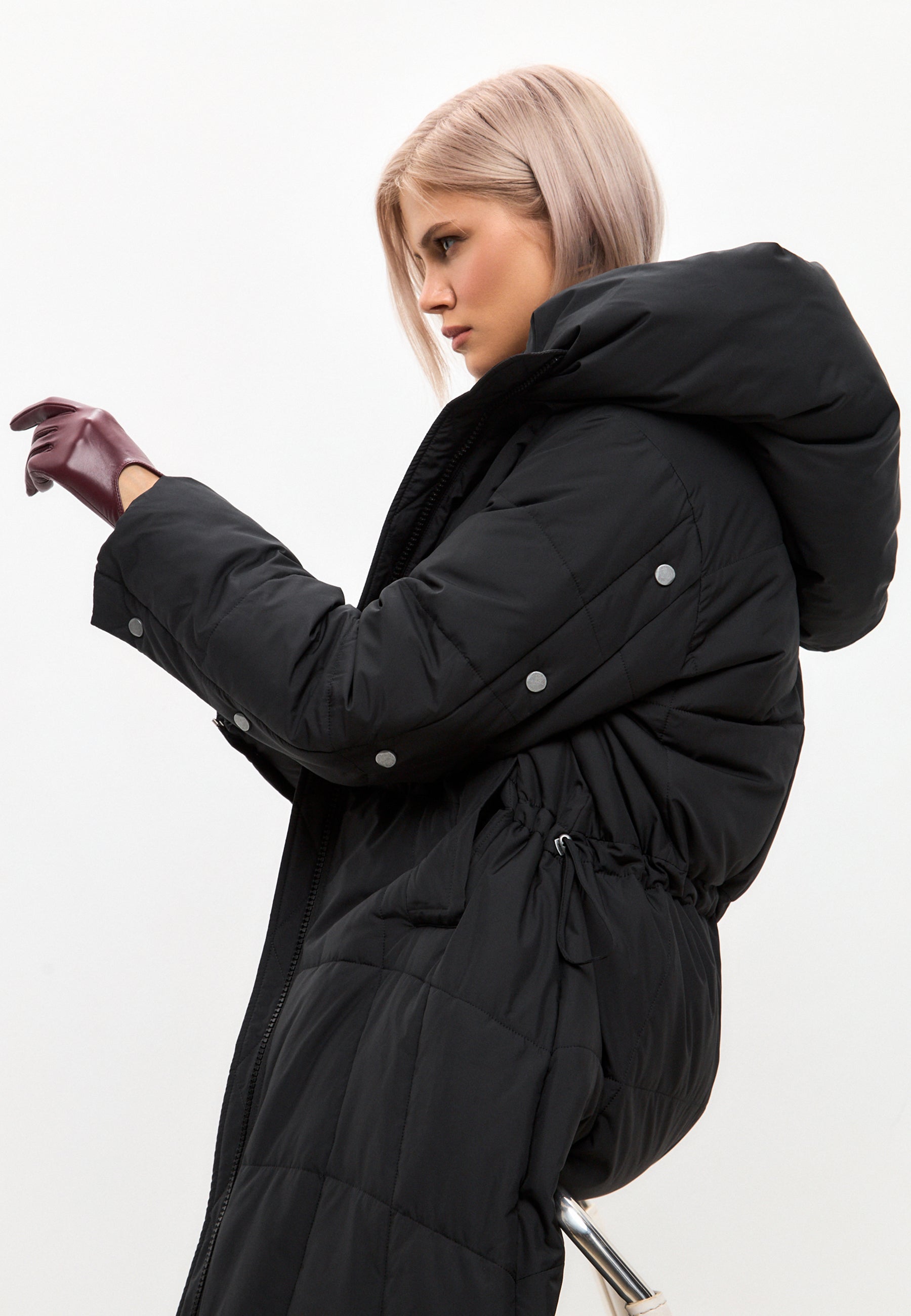 Oversized Hooded Puffer Coat with Faux Fur Cuffs