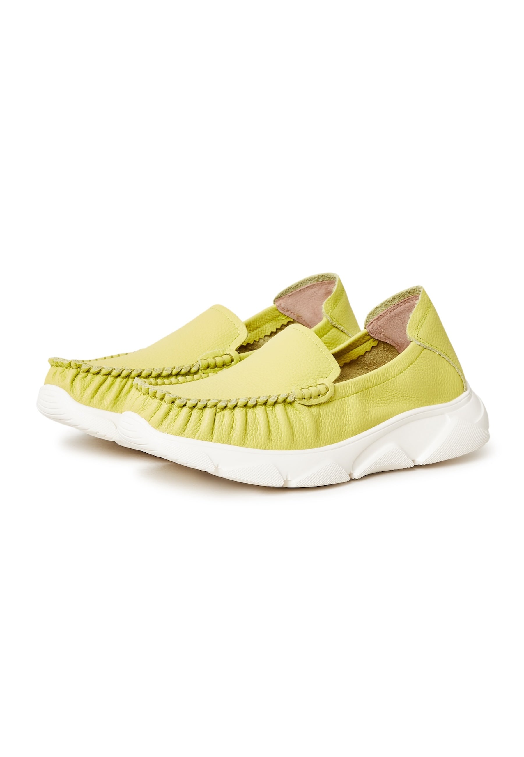 Leather Platform Moccasins Alisa - Green