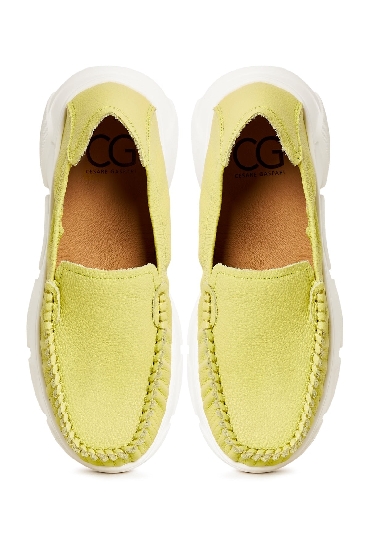 Leather Platform Moccasins Alisa - Green