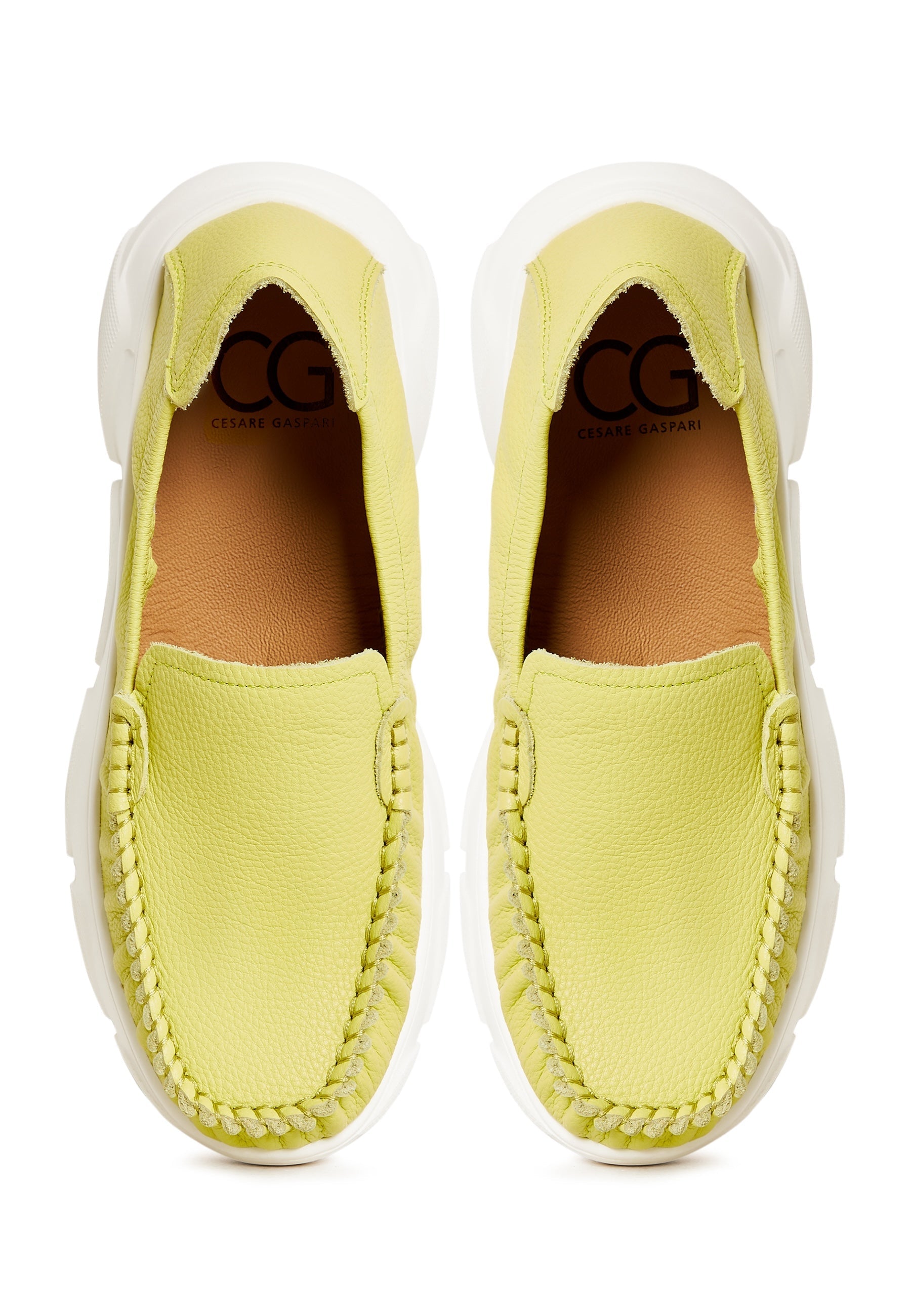 Leather Platform Moccasins Alisa - Green