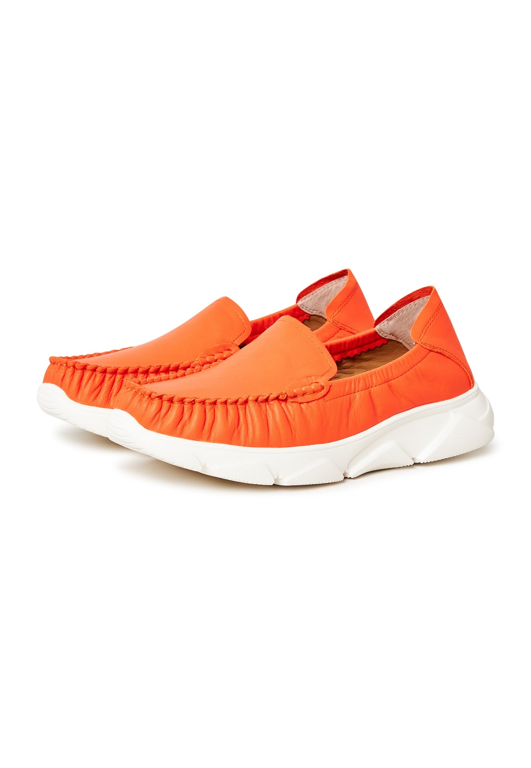 Leather Platform Moccasins Alisa - Orange