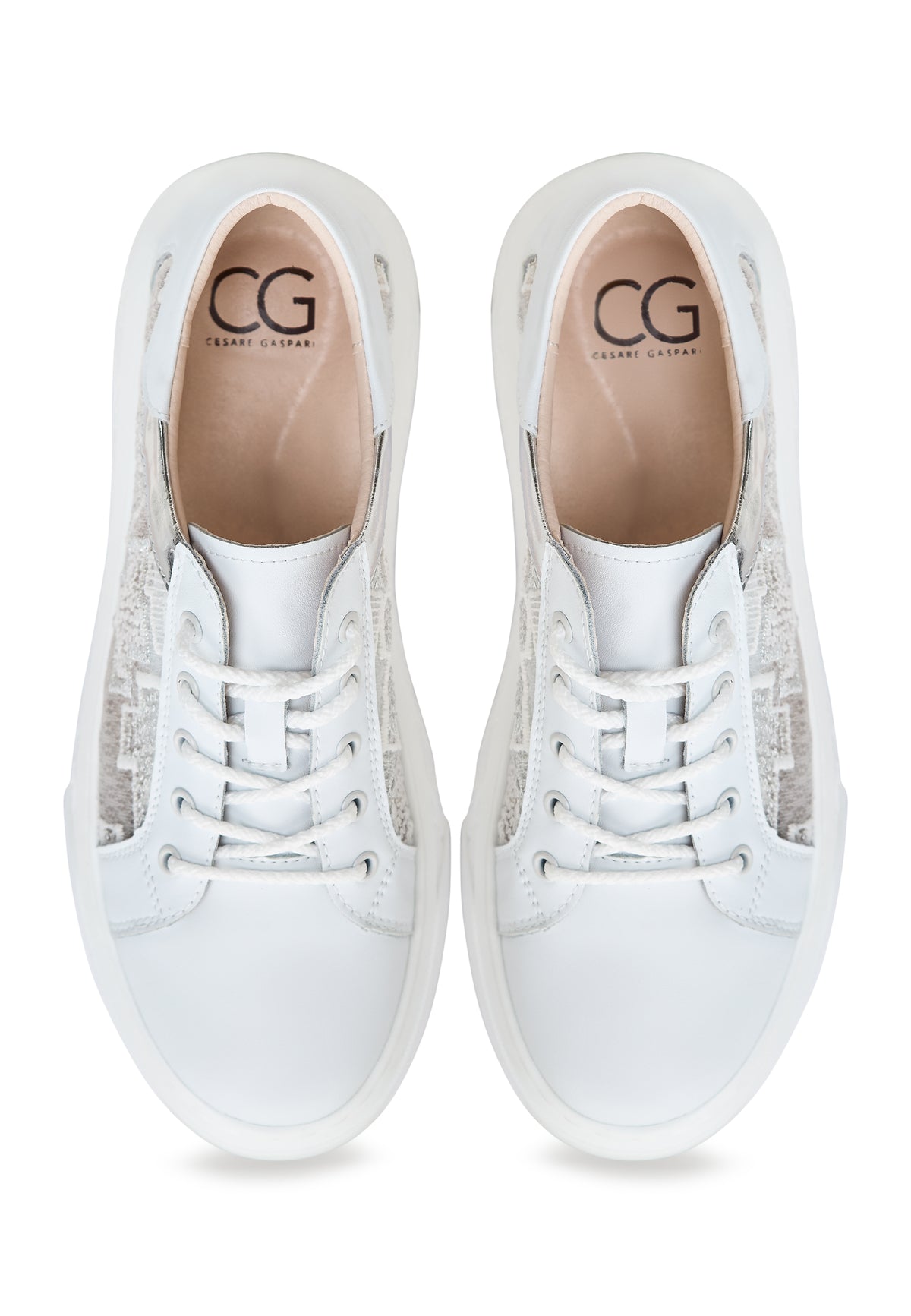 Baskets à plateforme en cuir Nancy - Blanc