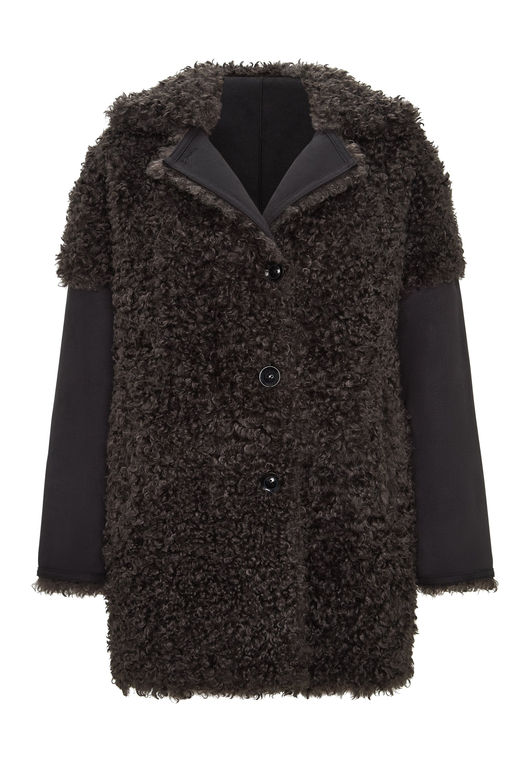 Cozy Black Shearling Coat Eva - Brown