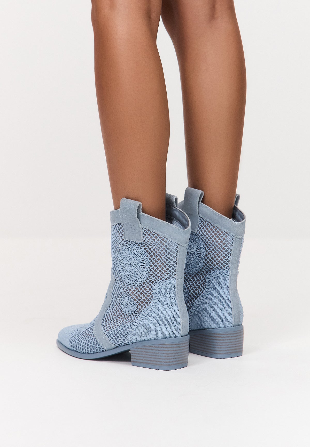 Suede Cowboy Boots - Sky Blue
