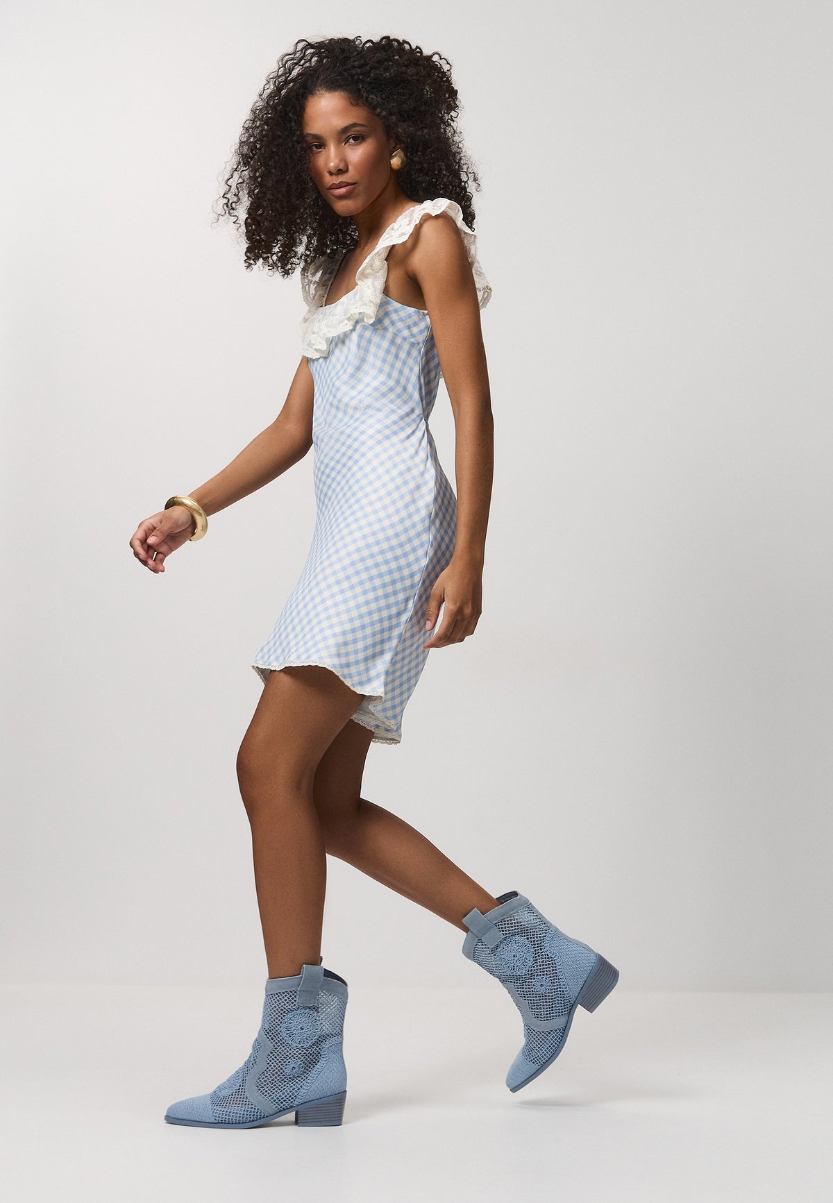 Suede Cowboy Boots - Sky Blue
