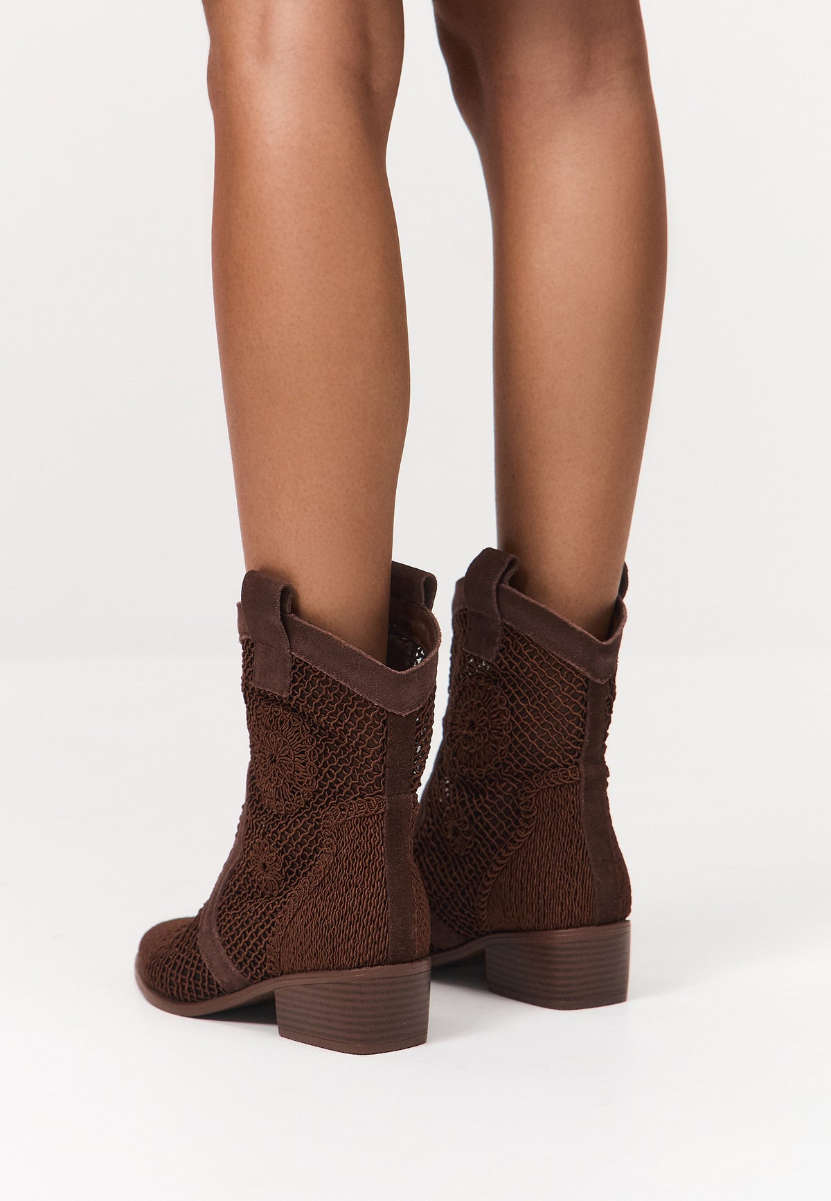 Suede Cowboy Boots - Burnt Brown