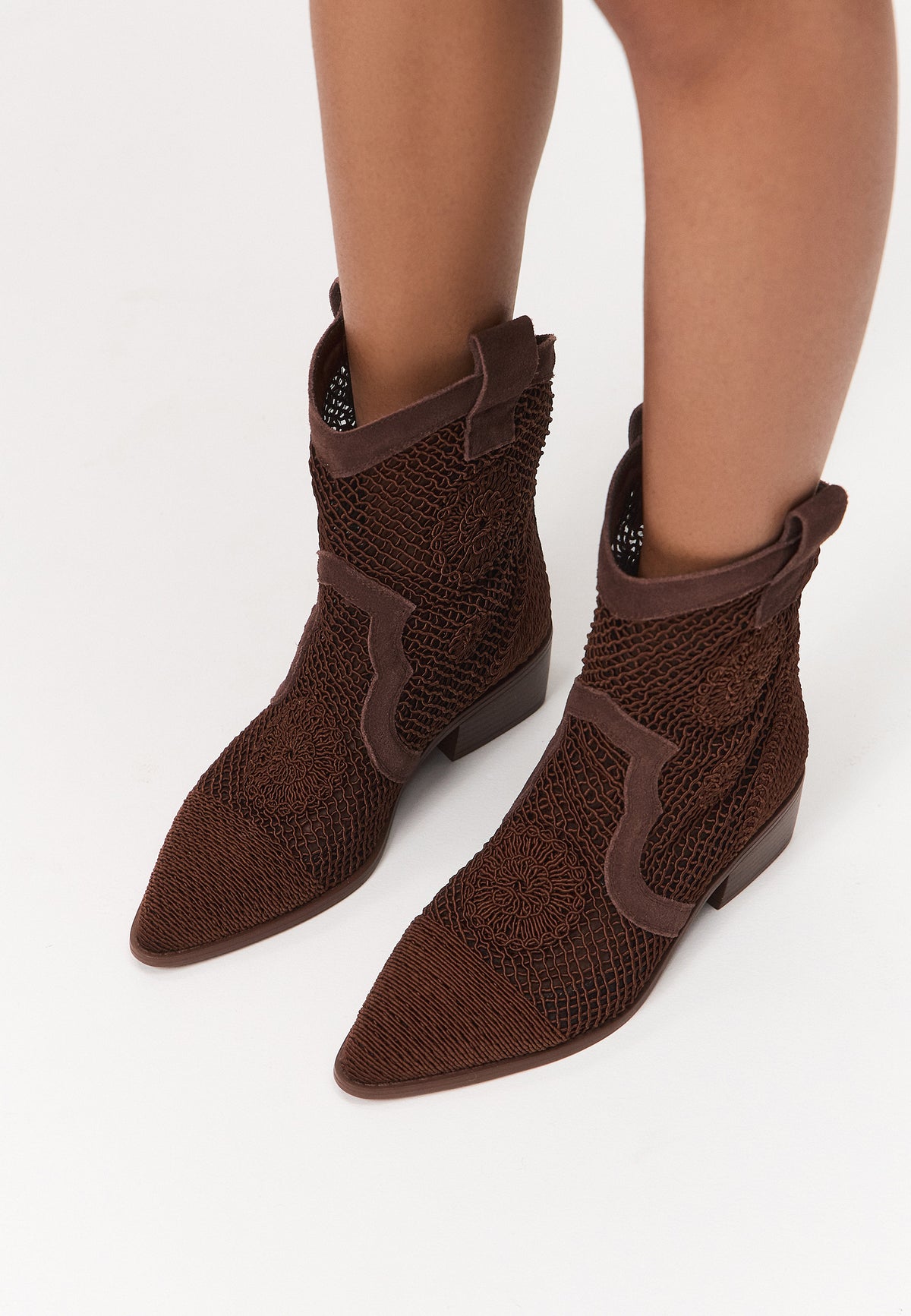 Suede Cowboy Boots - Burnt Brown