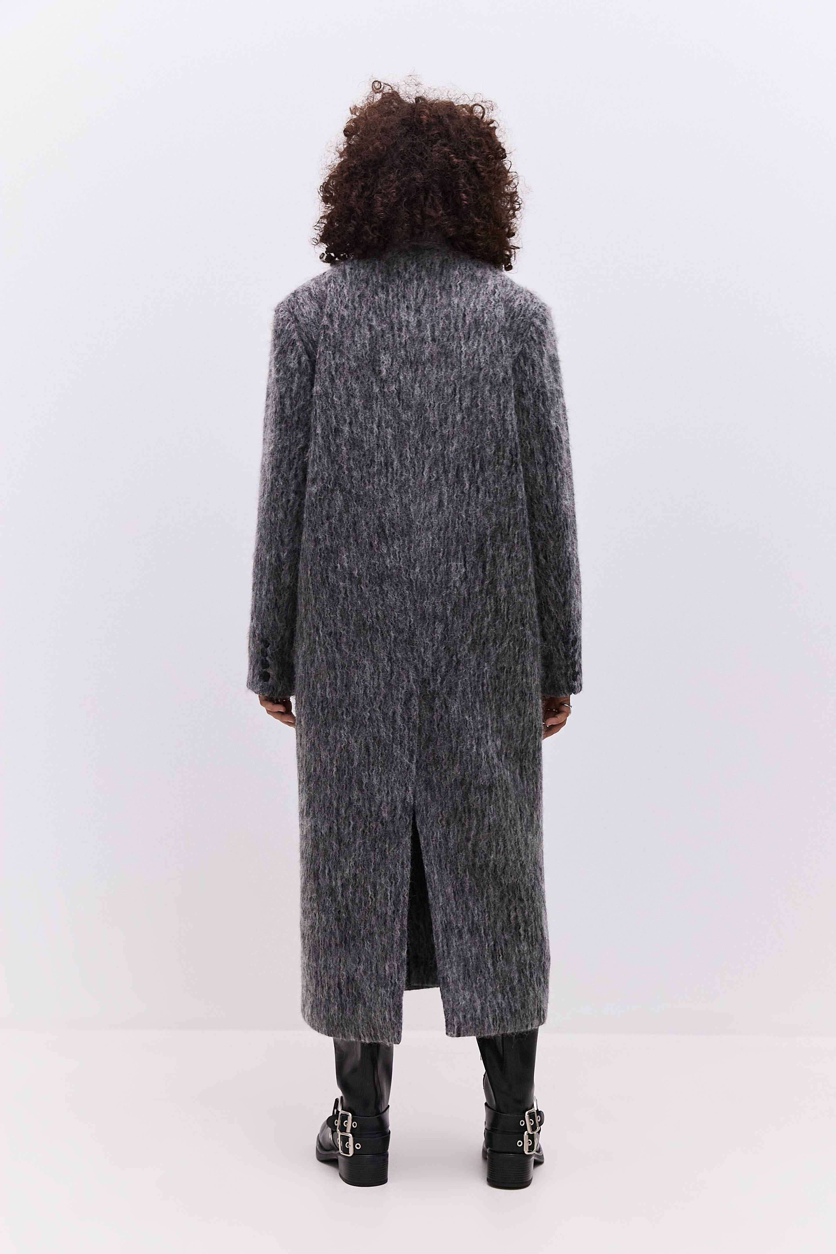 Trendy Oversized Gray Wool Coat Eira