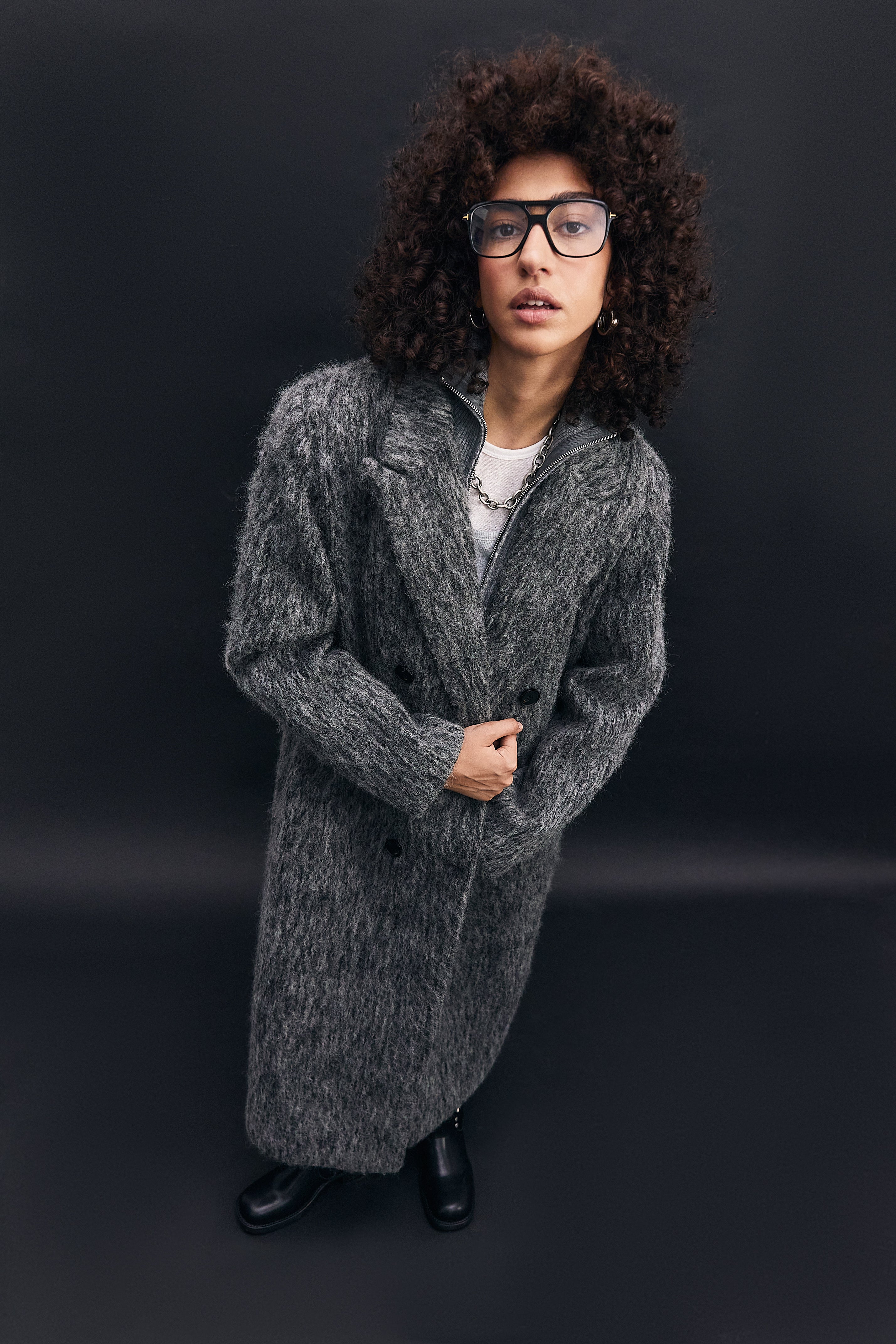 Gray oversized coat best sale