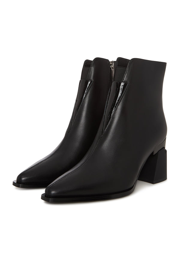 Architect Heel Leather Ankle Boot - Black