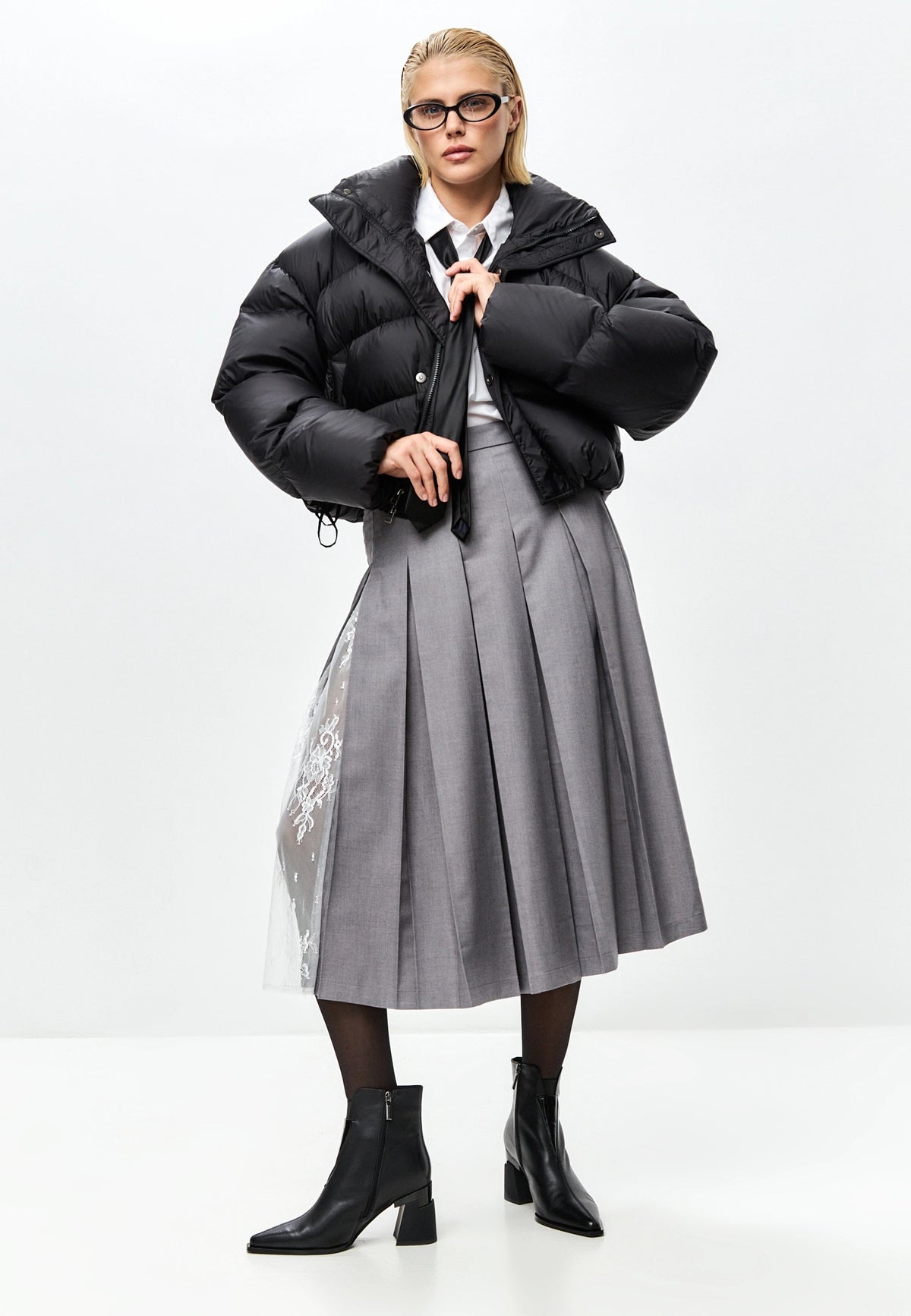 Architect Heel Leather Ankle Boot - Black