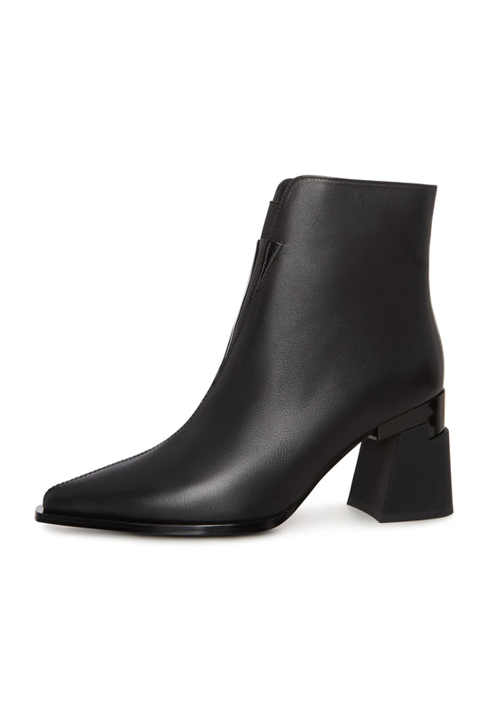 Architect Heel Lederstiefelette - Schwarz