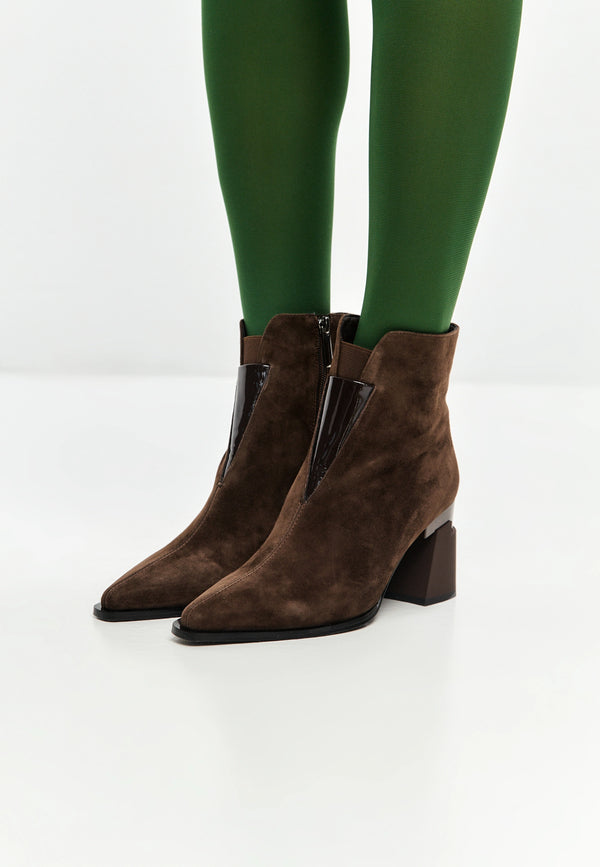 Architect Heel Leather Ankle Boot - Brown