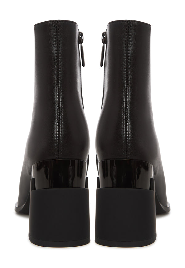 Architect Heel Leather Ankle Boot - Black