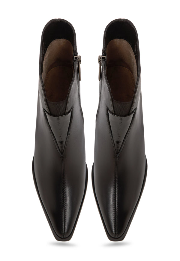 Architect Heel Leather Ankle Boot - Black